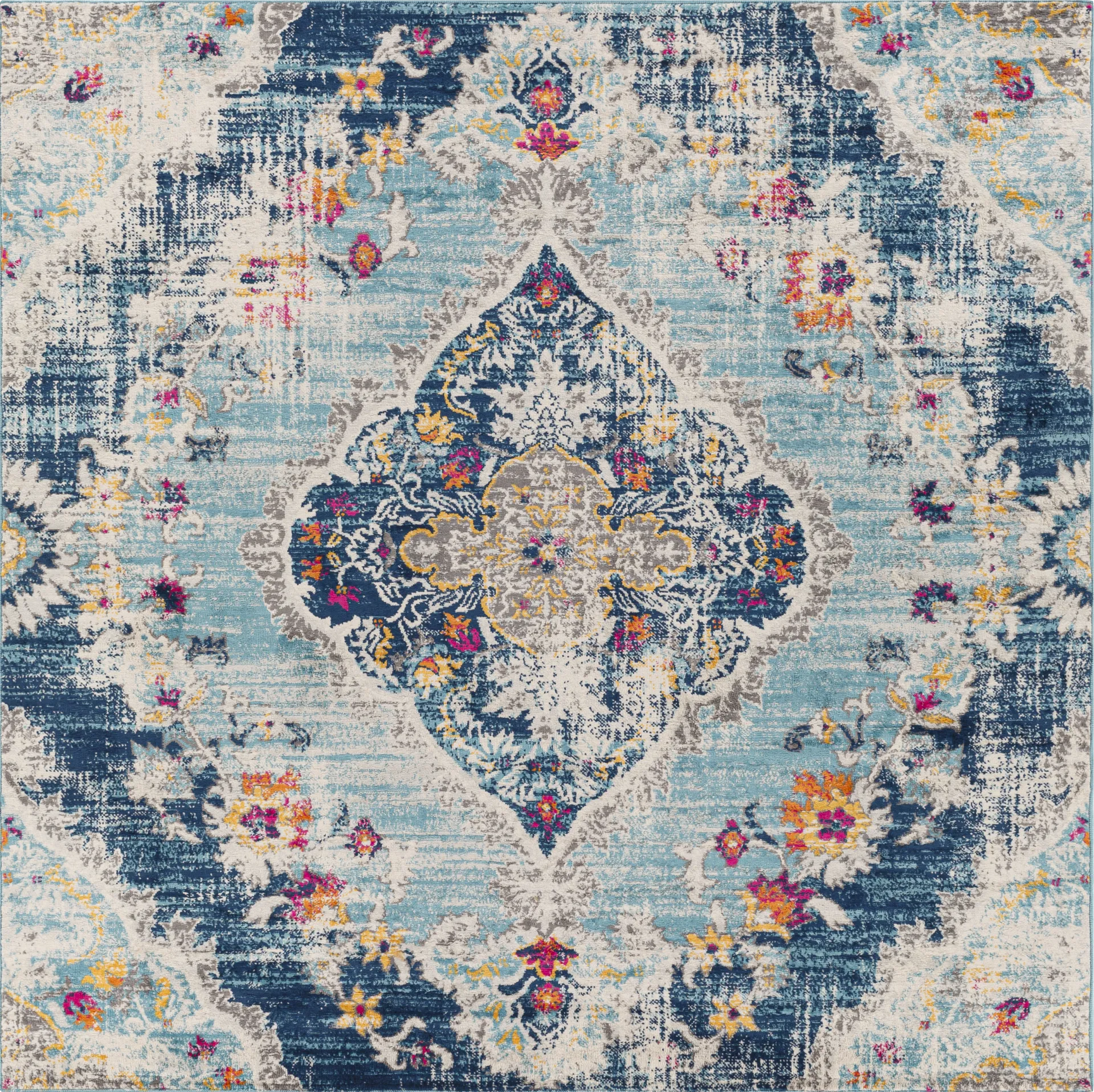 Loransa I Blue 6'7 Square Rug - Image 1