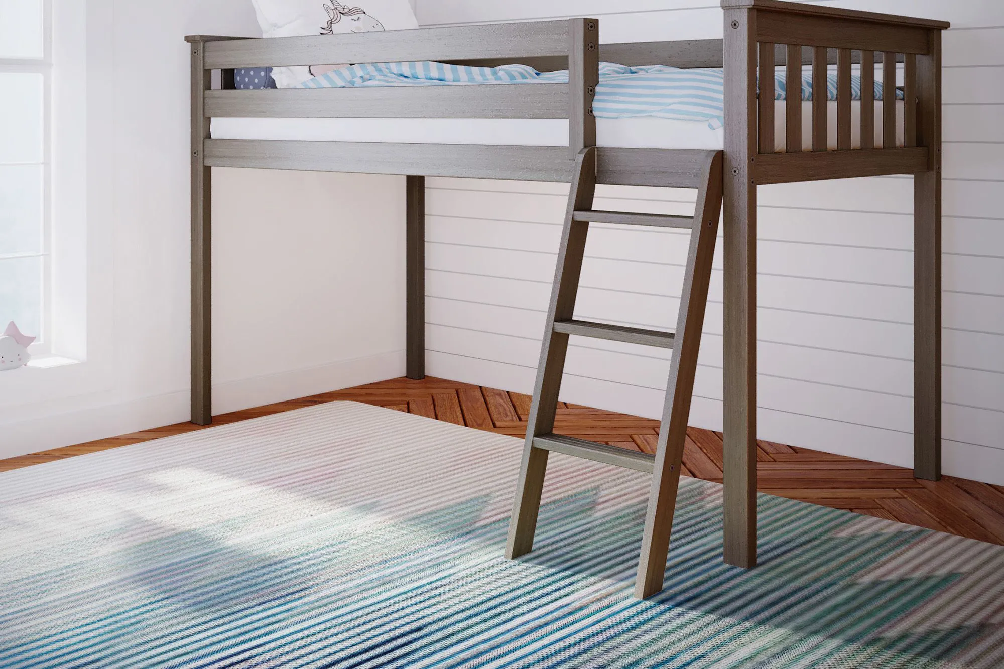 Kids Zahava Brown Twin Low Loft Bed - Thumbnail - Image 2