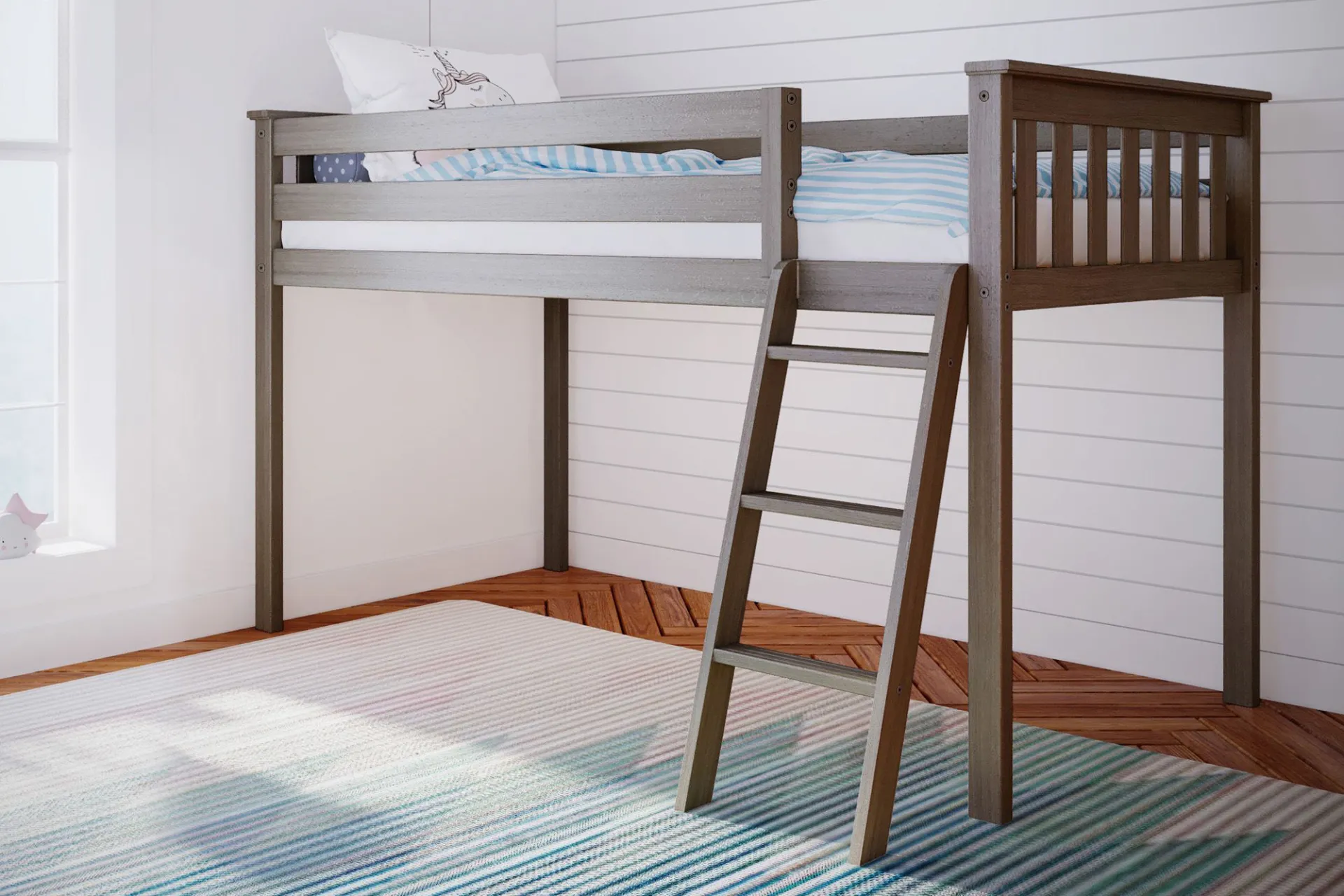 Kids Zahava Brown Twin Low Loft Bed - Image 1