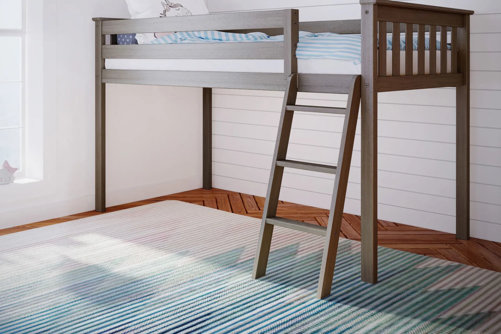 Kids Zahava Brown Twin Low Loft Bed - Image 2