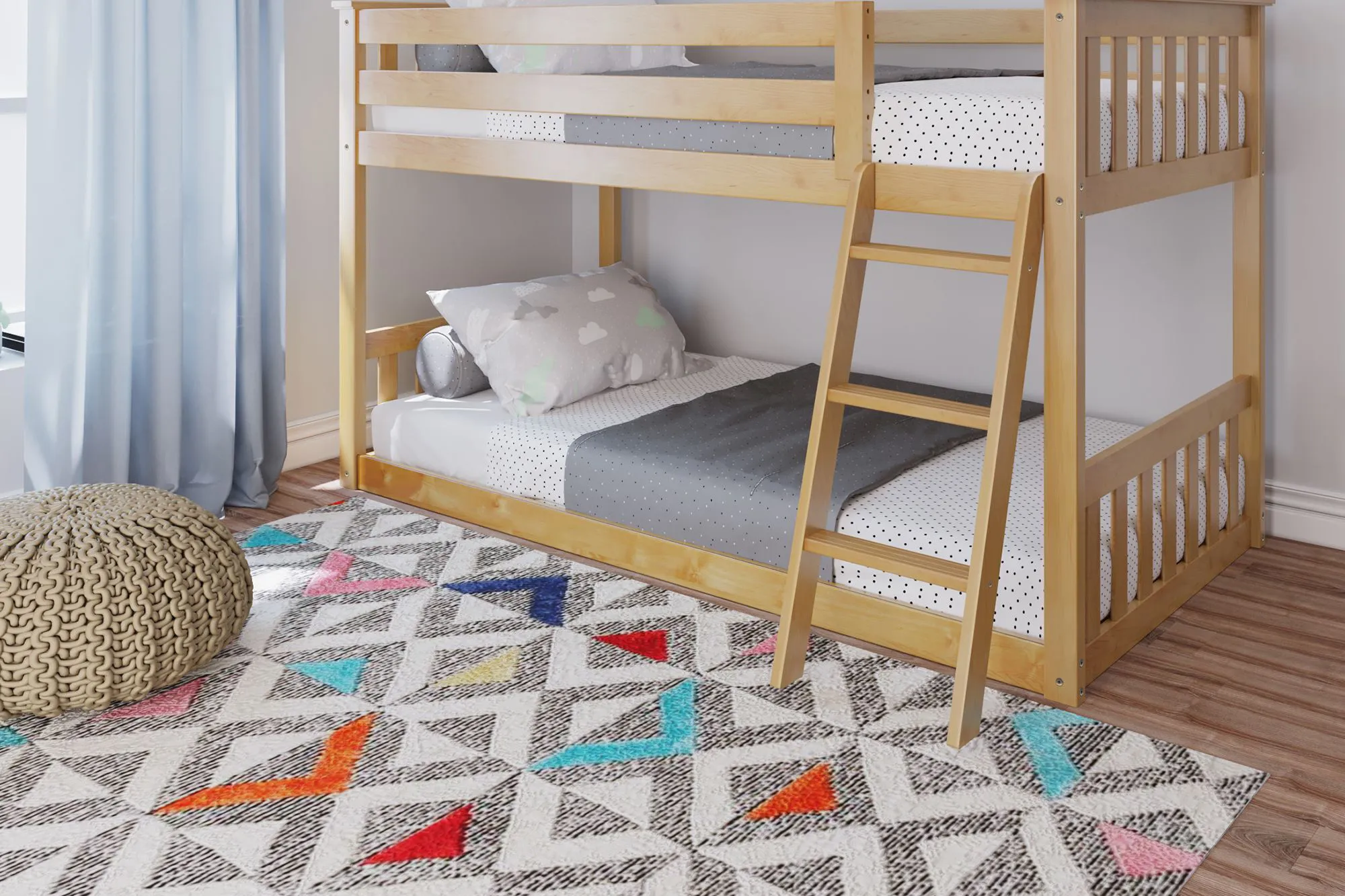 Kids Imonie Beige Twin/Twin Low Bunk Bed - Thumbnail - Image 2