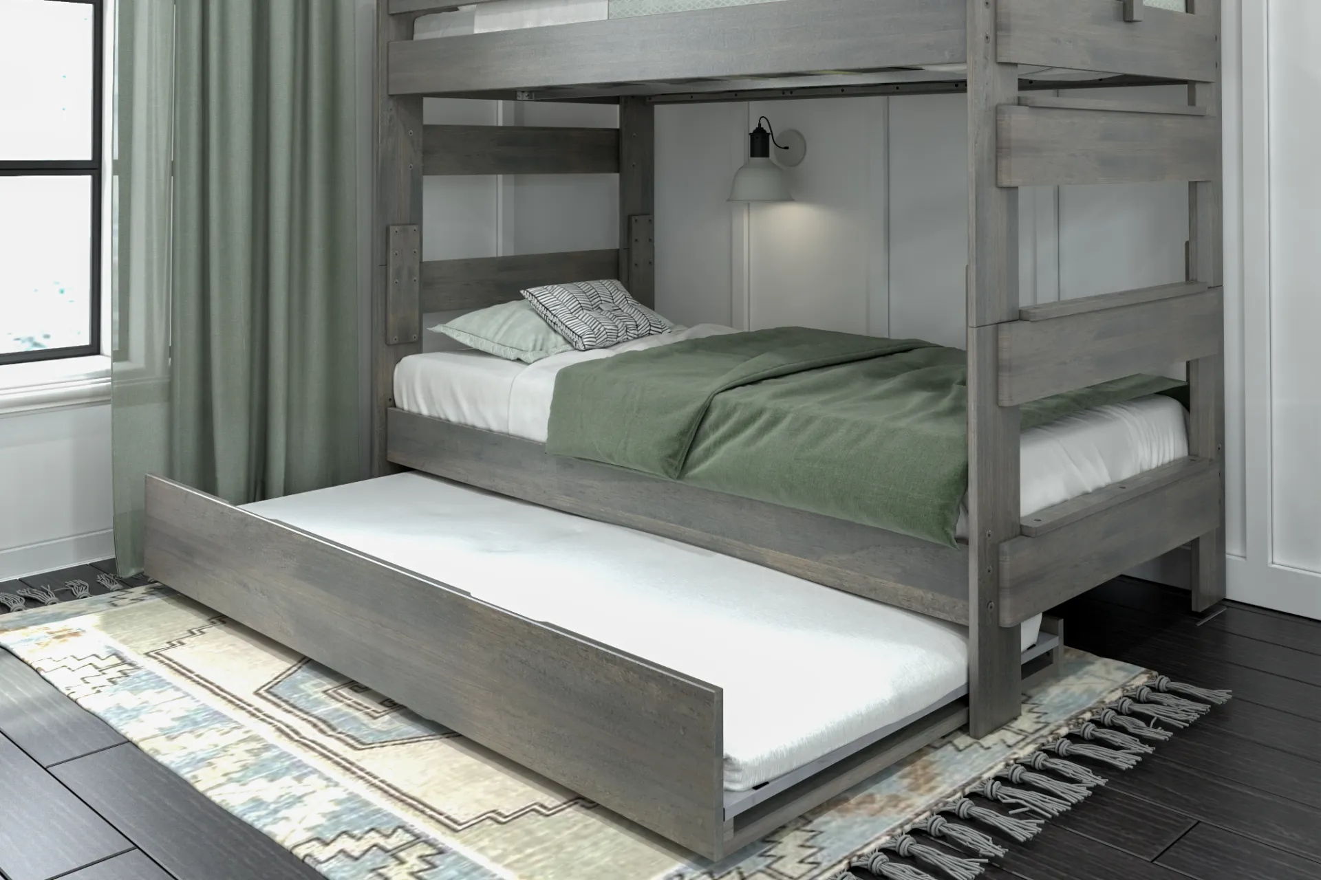 Kids Eastwick Gray Twin/Twin Bunk Bed with Trundle - Image 2