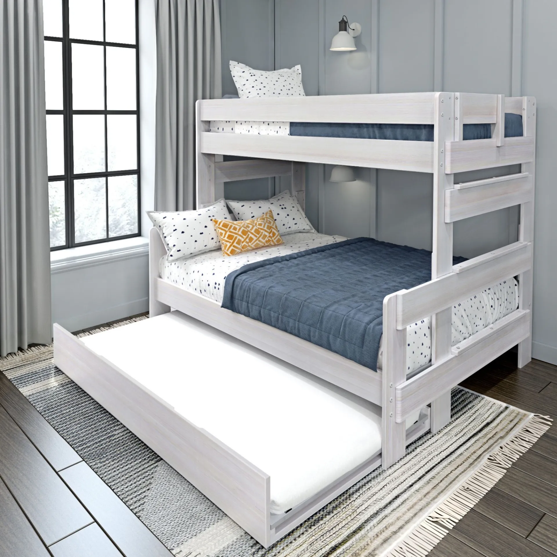 Kids Eastwick White Twin/Full Bunk Bed with Trundle - Image 2