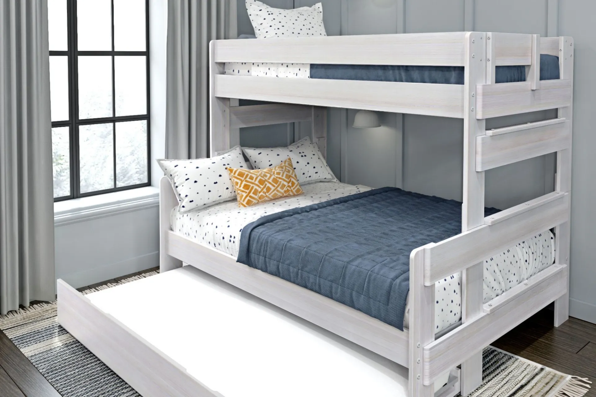 Kids Eastwick White Twin/Full Bunk Bed with Trundle - Image 2