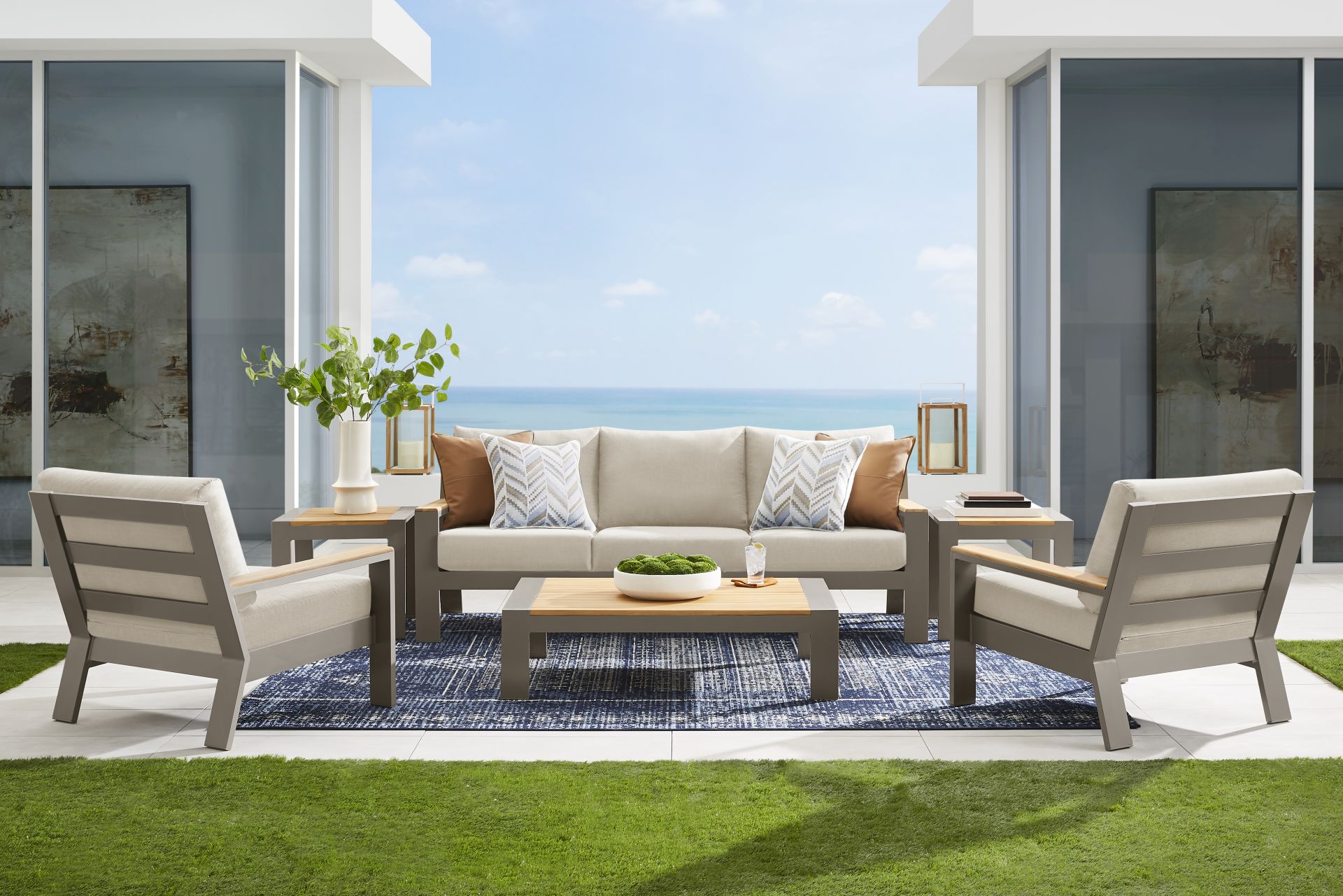 Solana Taupe Outdoor Club Chair with Bisque Cushions - Image 2