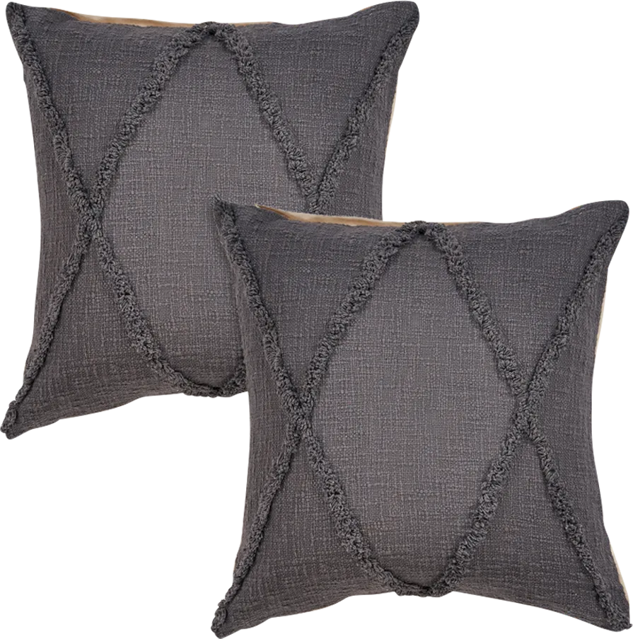Rosellar Dark Gray Accent Pillow Set of 2 - Image 1