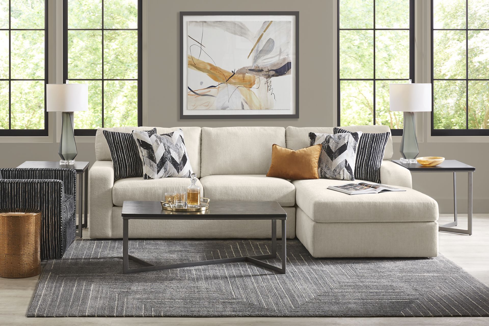 Dekker Park Beige 3 Pc Sectional Living Room - Image 1