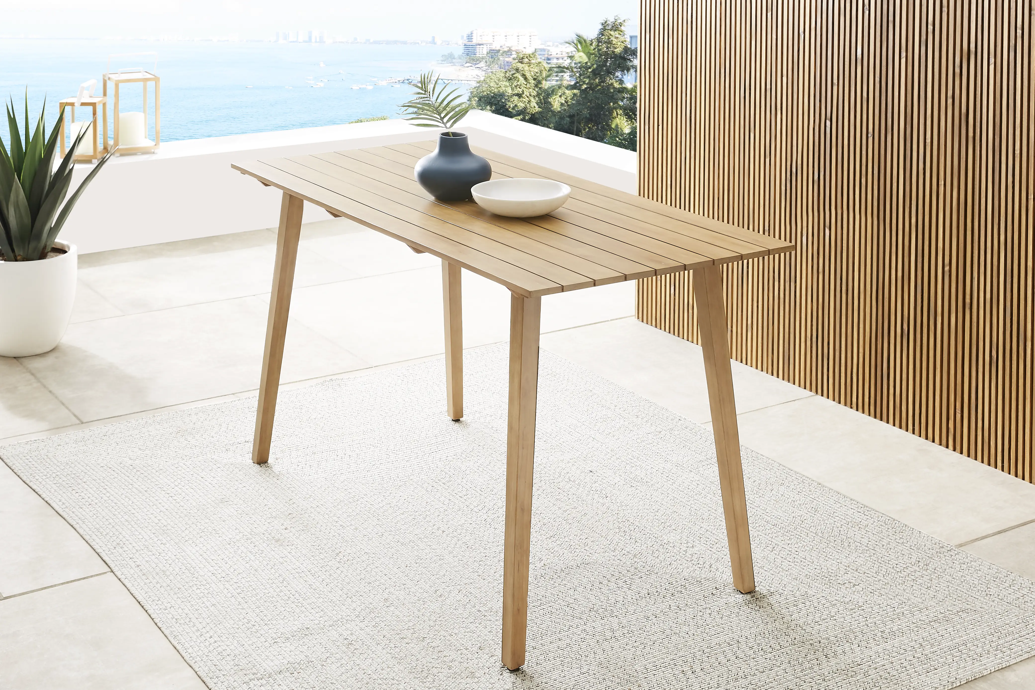 Tessere Natural Rectangle Outdoor Bar Table - Thumbnail - Image 4