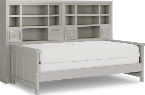 Kids Cottage Colors Gray Twin Bookcase Wall Bed