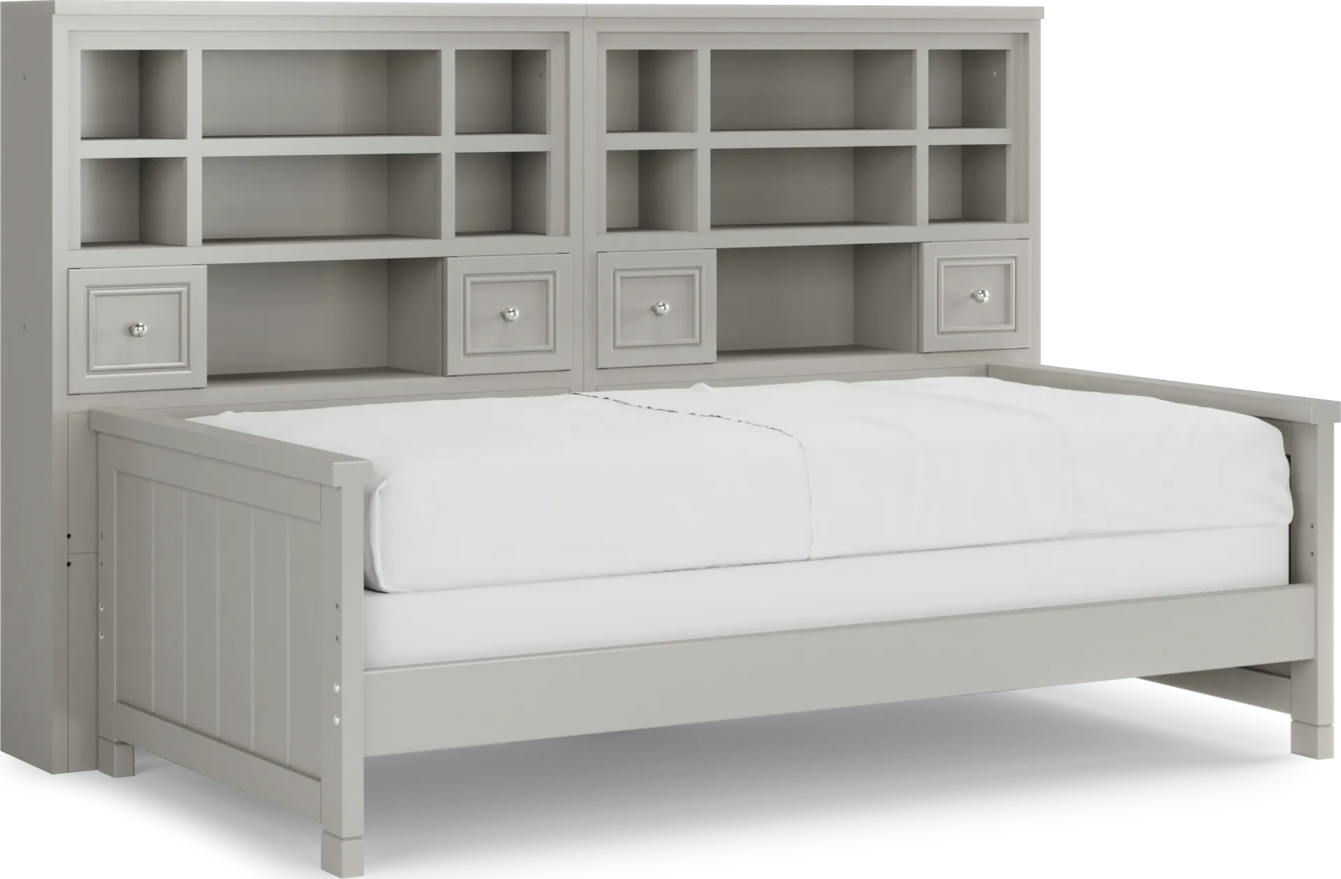 Kids Cottage Colors Gray Twin Bookcase Wall Bed - Image 1
