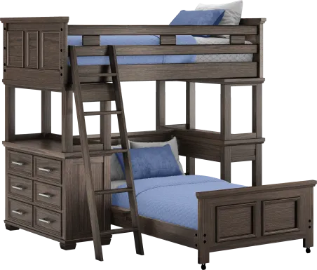 Kids Canyon Lake Java Twin/Twin Loft with Dresser and Desk
