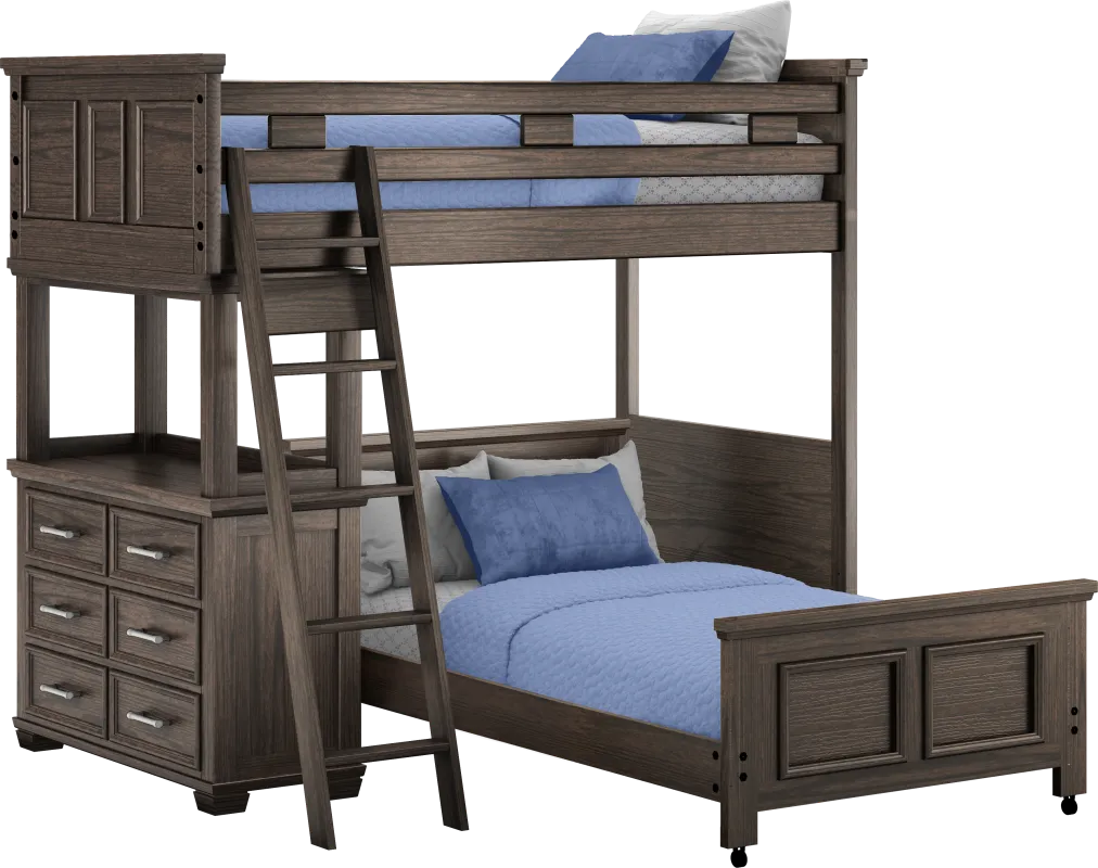 Kids Canyon Lake Java Twin/Twin Loft with Dresser