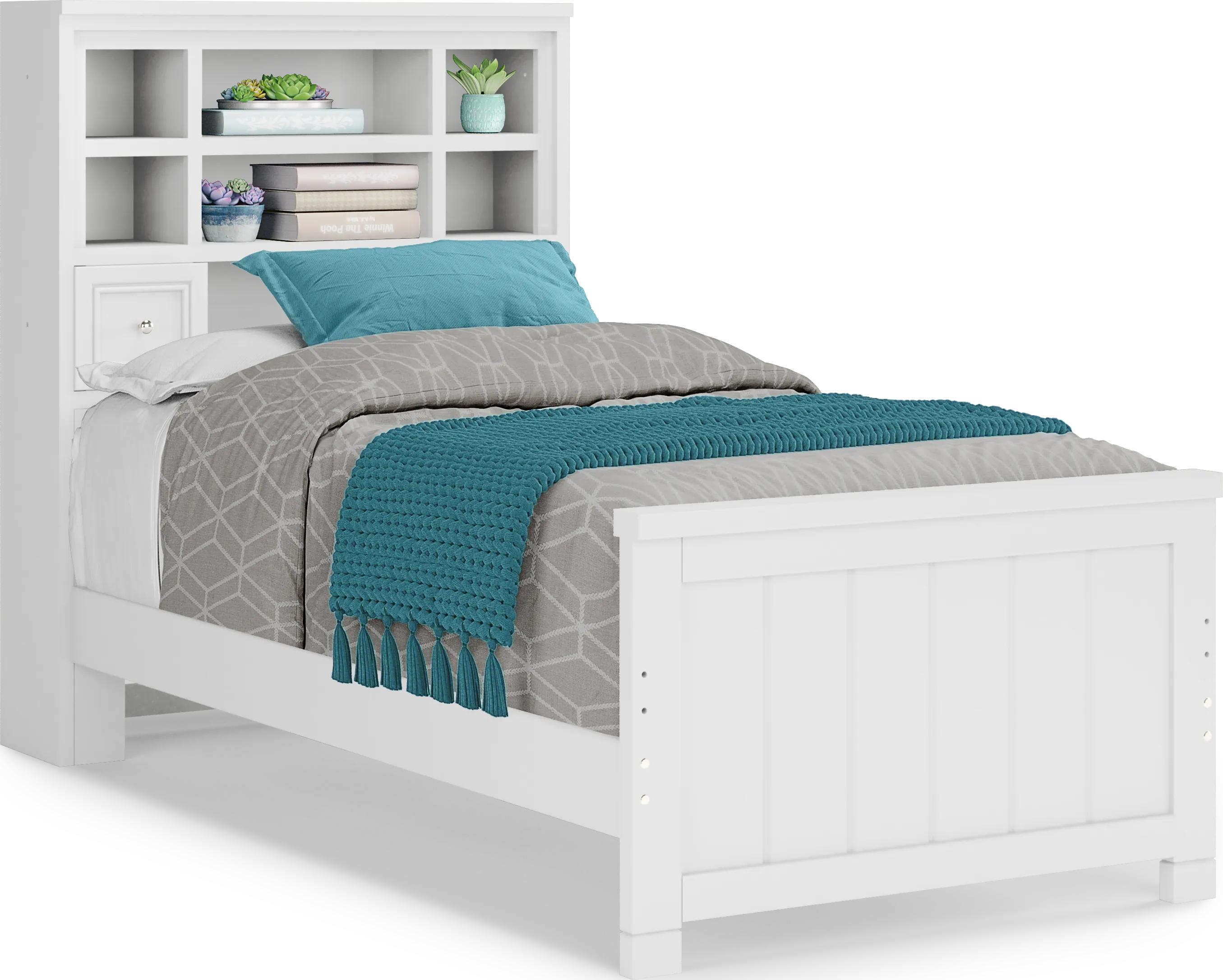 Kids Cottage Colors White Twin Bookcase Bedroom - Thumbnail - Image 2