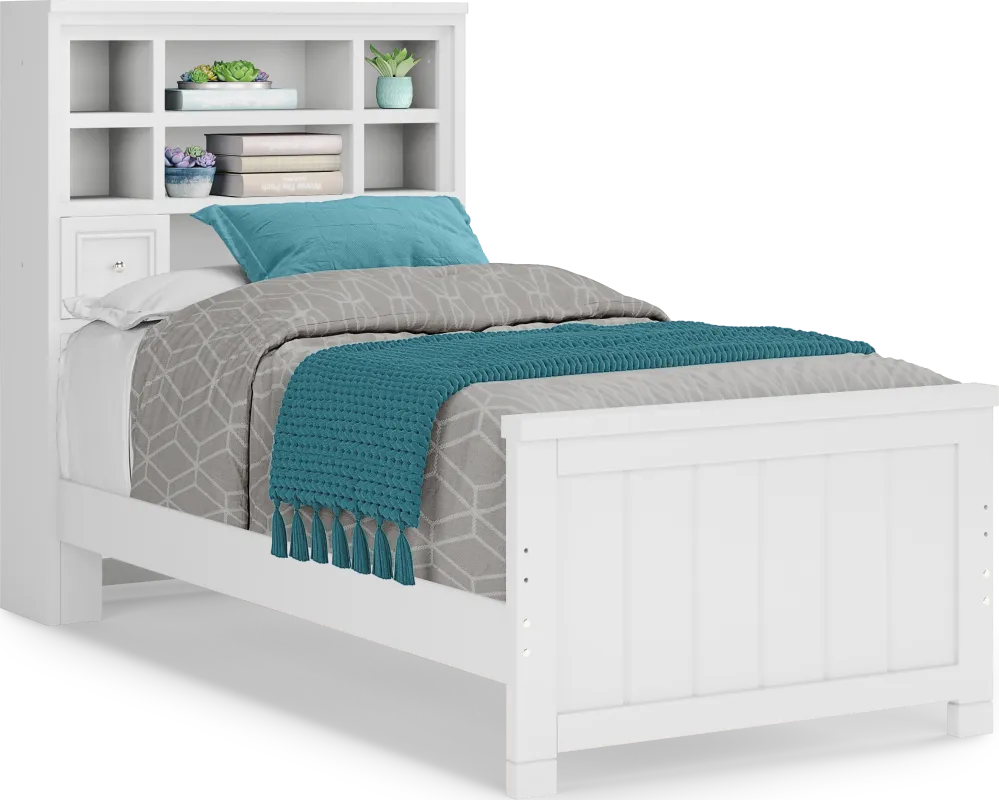 Kids Cottage Colors White Twin Bookcase Bed