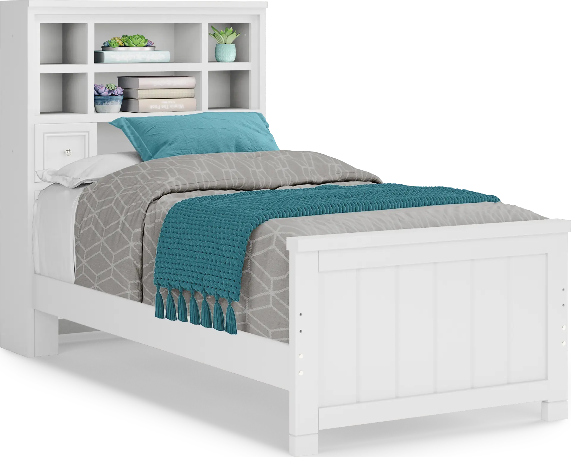 Kids Cottage Colors White Twin Bookcase Bed
