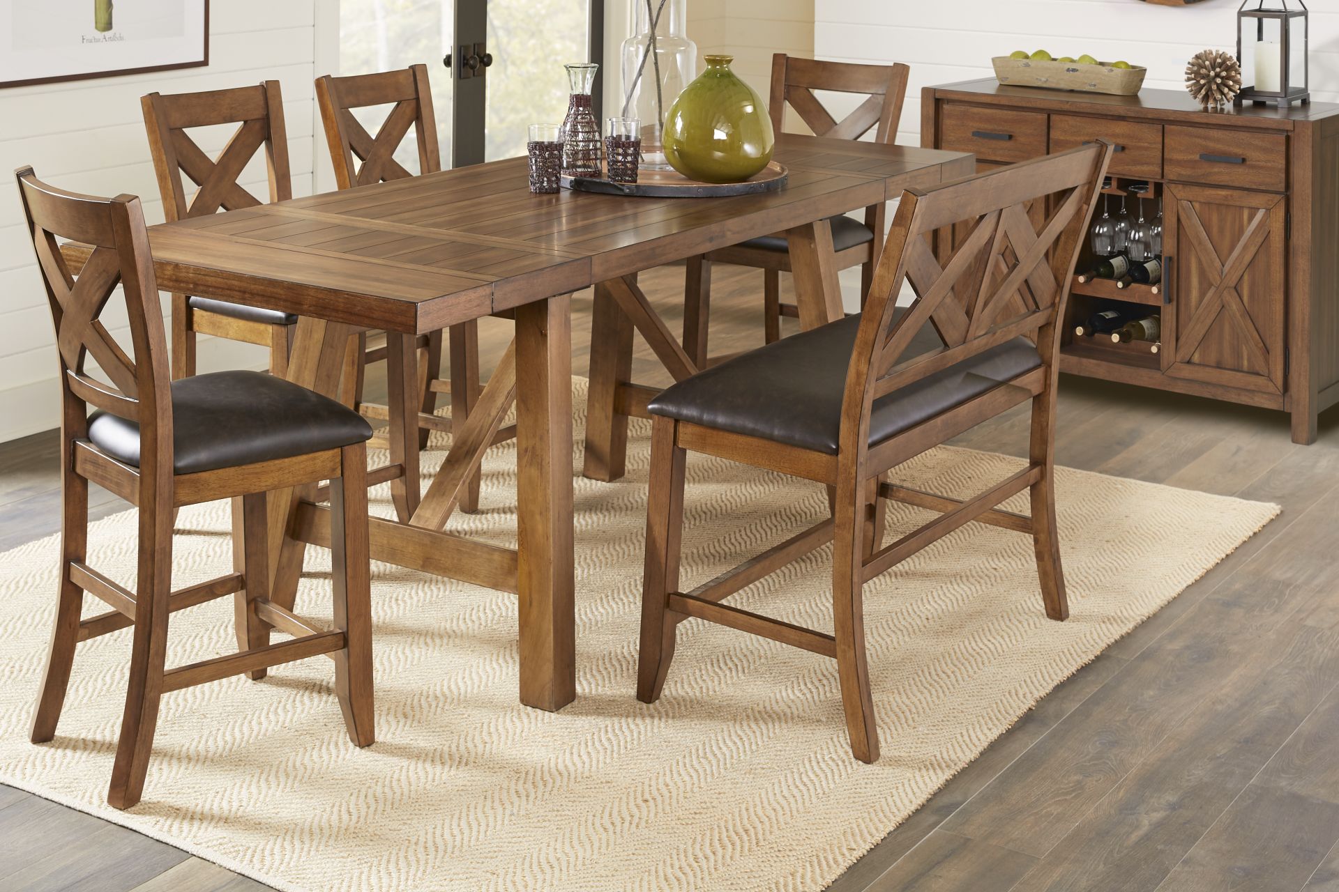 Acorn Cottage Brown 6 Pc Counter Height Dining Room - Image 1
