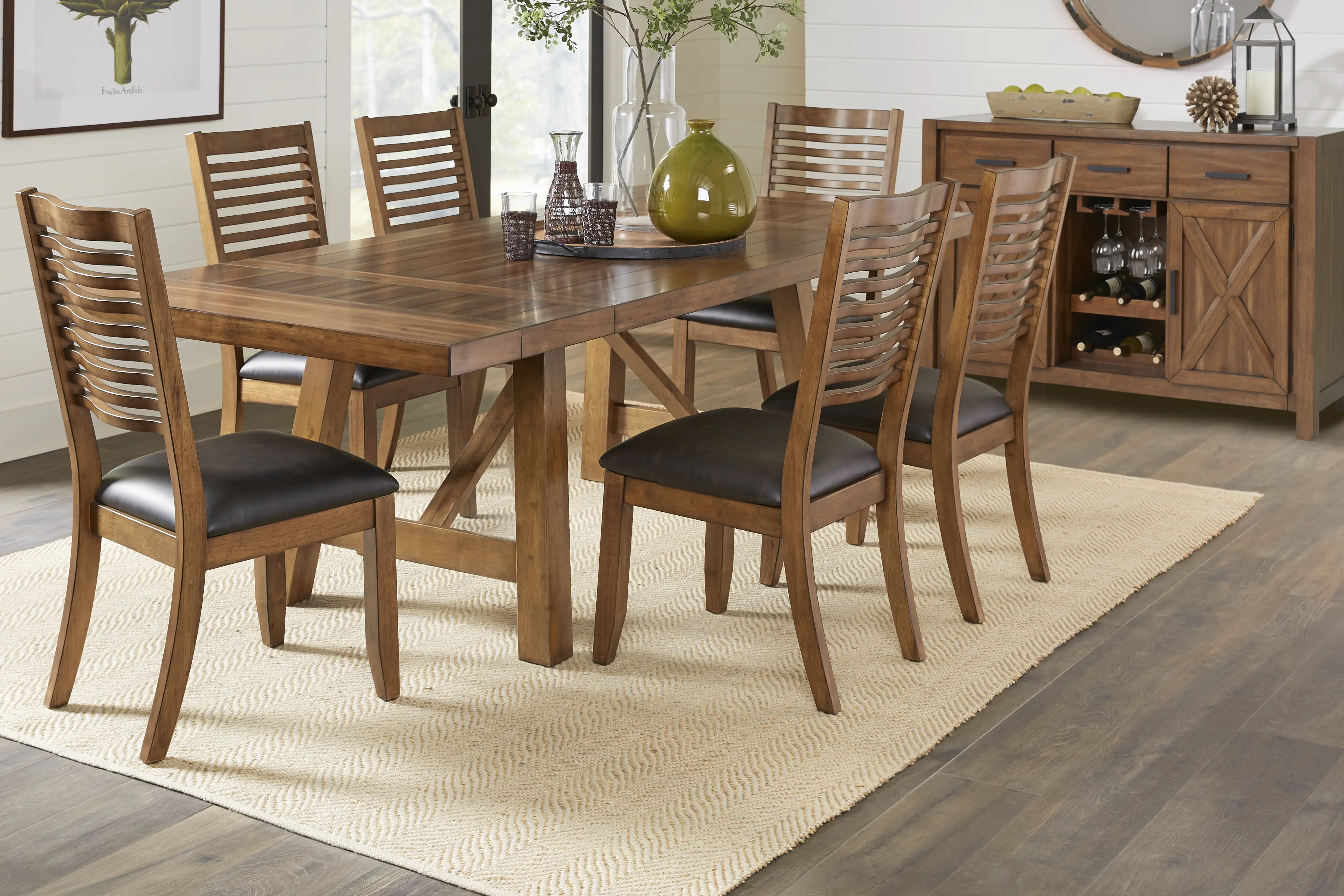 Acorn Cottage Brown 5 Pc Dining Room with Ladder Back Chairs - Thumbnail - Image 1