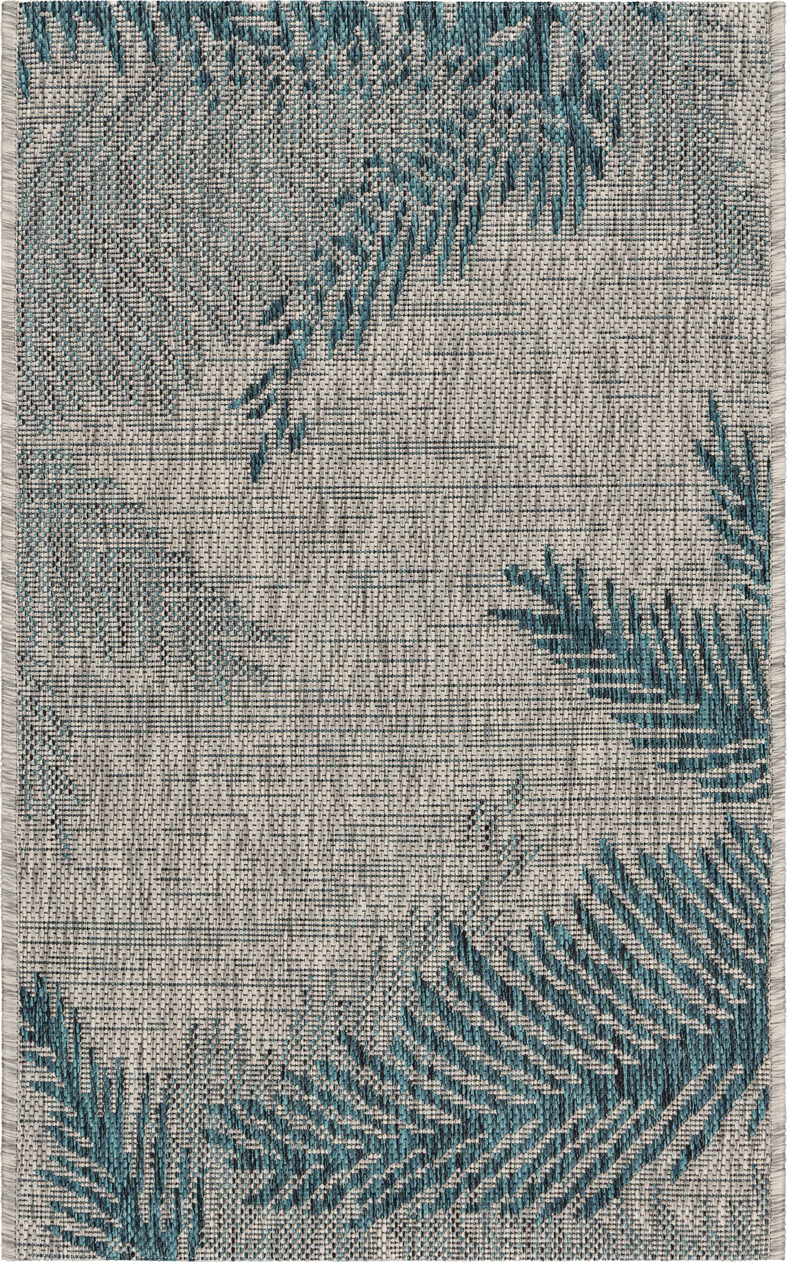 Wesnet Gray/Blue 5' x 7' Indoor/Outdoor Rug - Thumbnail - Image 1