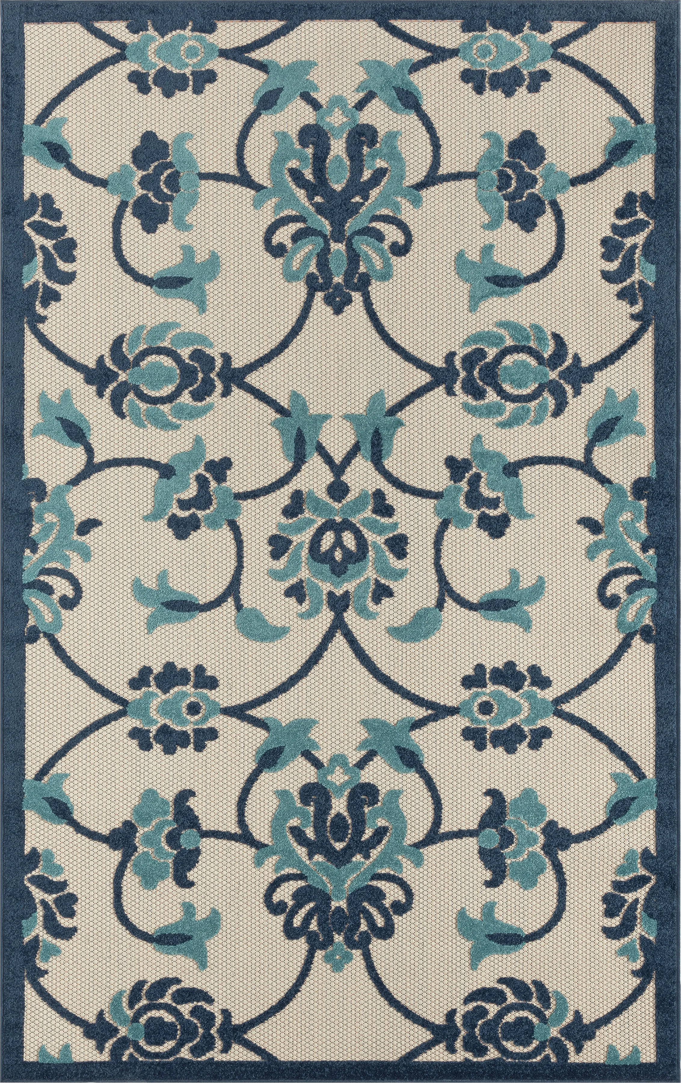 Lusetrie Navy/Multi 3'6 x 5'6 Indoor/Outdoor Rug - Thumbnail - Image 1