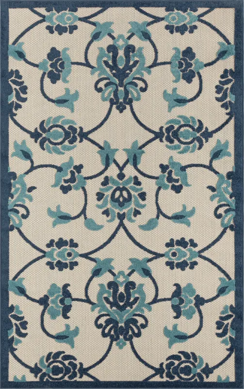 Lusetrie Navy/Multi 3'6 x 5'6 Indoor/Outdoor Rug