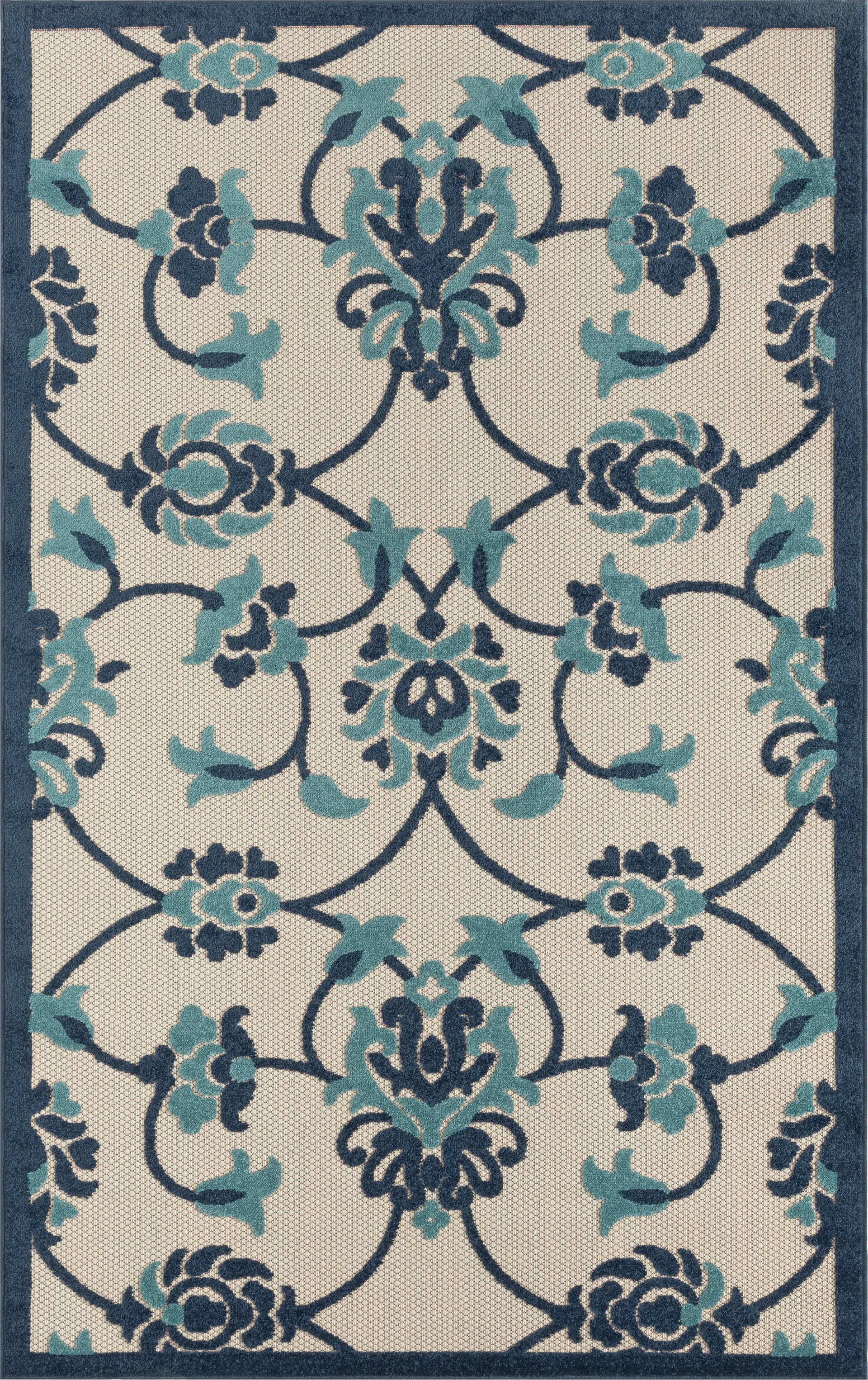 Lusetrie Navy/Multi 5' x 8' Indoor/Outdoor Rug