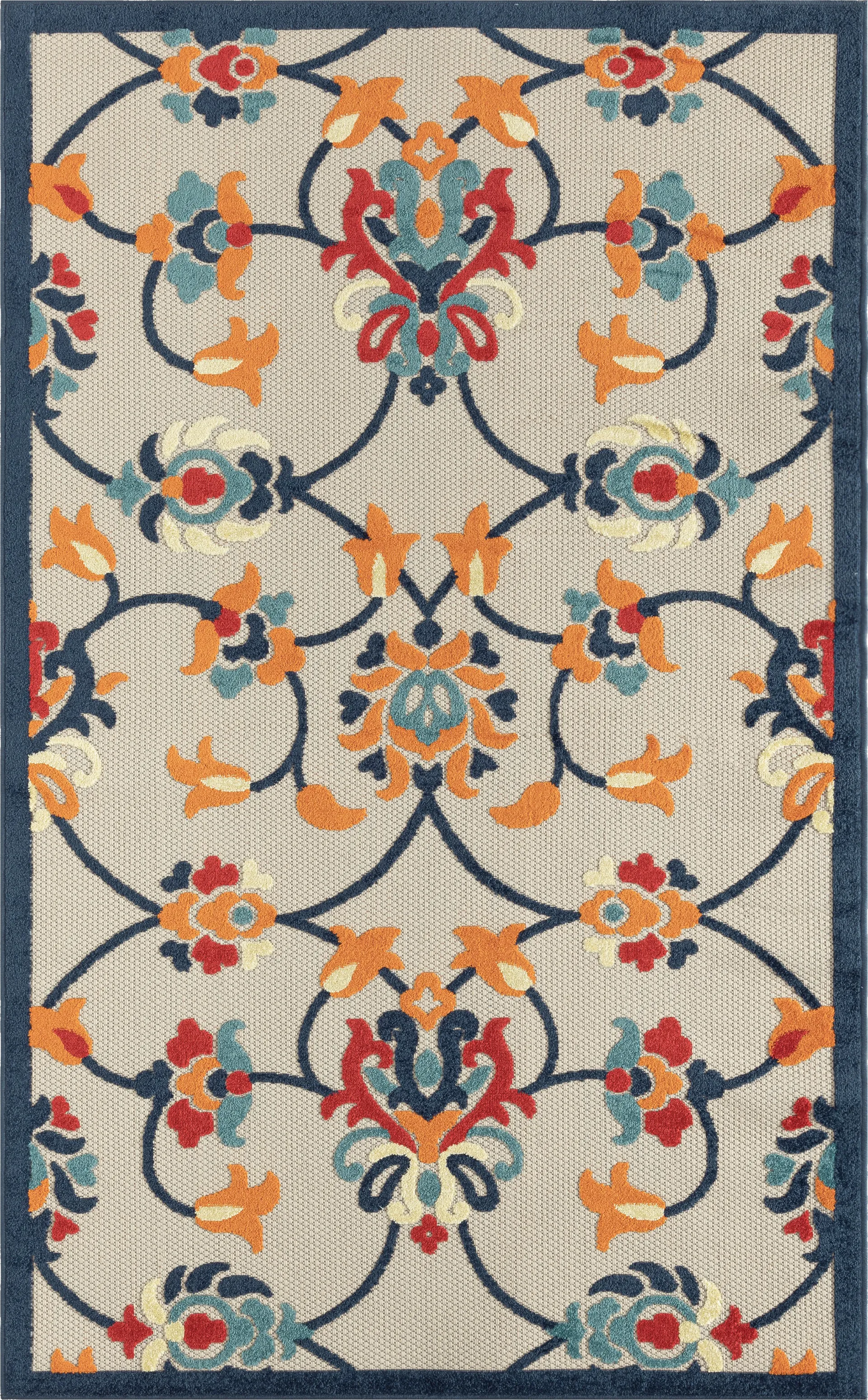 Lusetrie Orange/Multi 3'6 x 5'6 Indoor/Outdoor Rug - Image 1