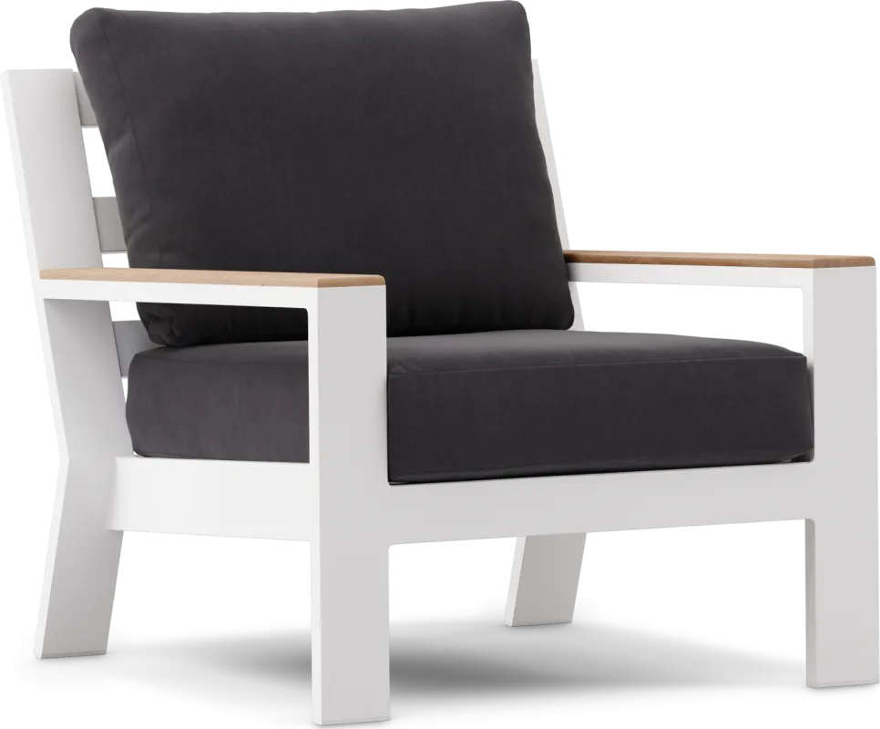 Solana White Outdoor Club Chair with Charcoal Cushions