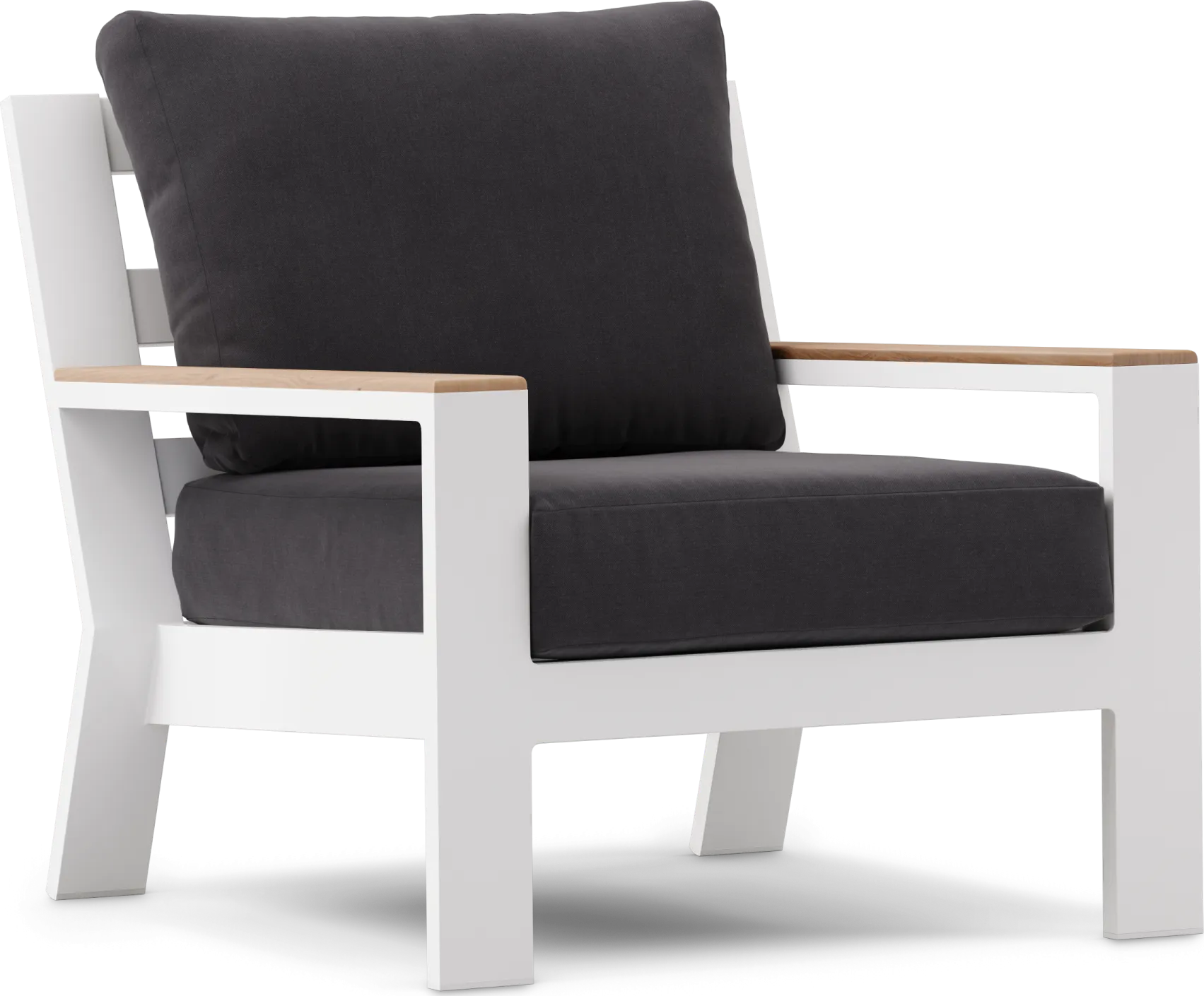 Solana White Outdoor Club Chair with Charcoal Cushions - Image 2