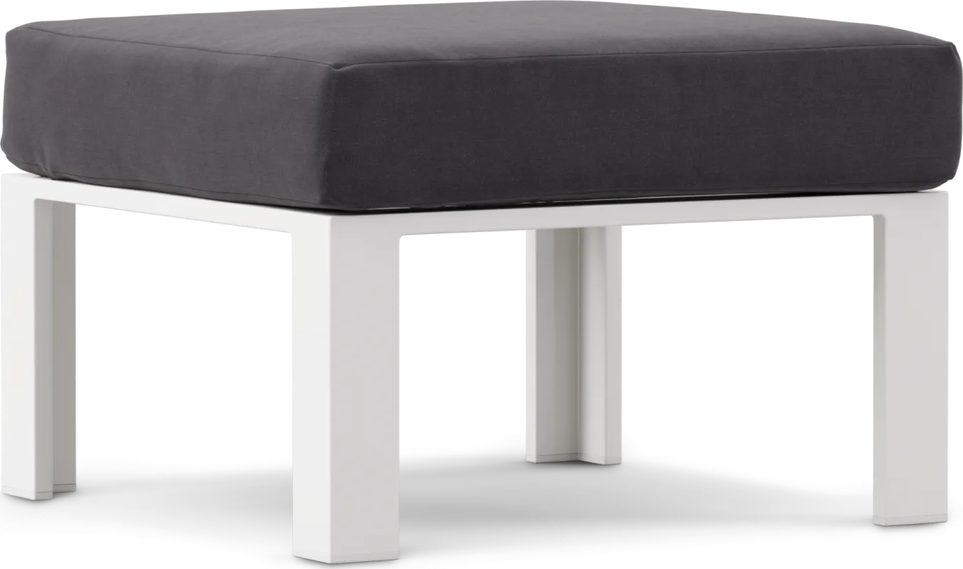 Solana White Outdoor Ottoman with Charcoal Cushion