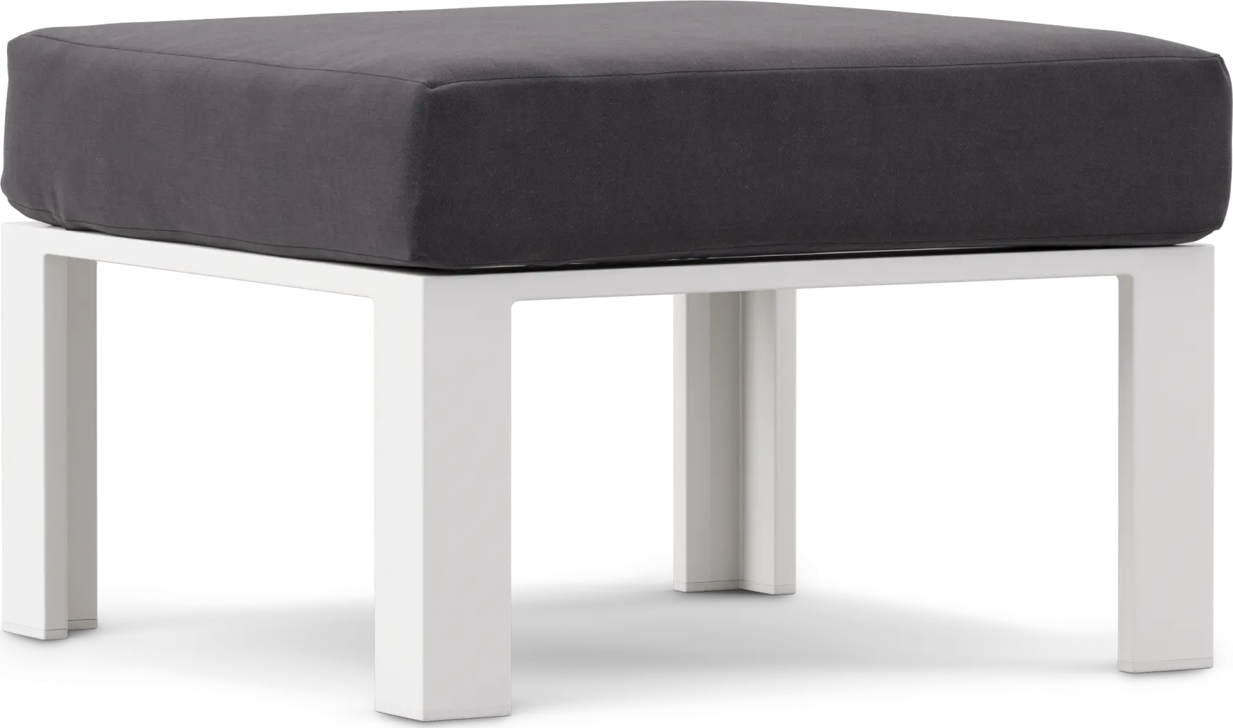Solana White Outdoor Ottoman with Charcoal Cushion