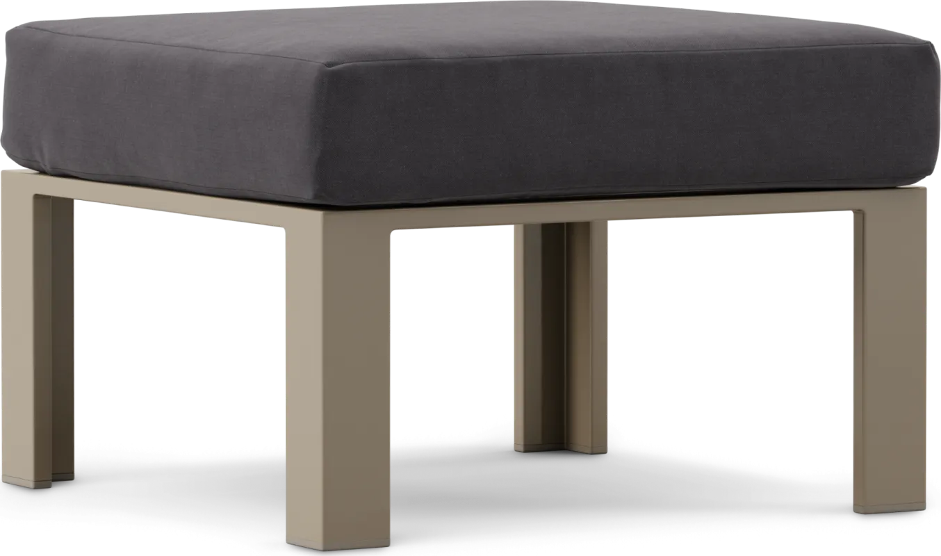 Solana Taupe Outdoor Ottoman with Charcoal Cushion