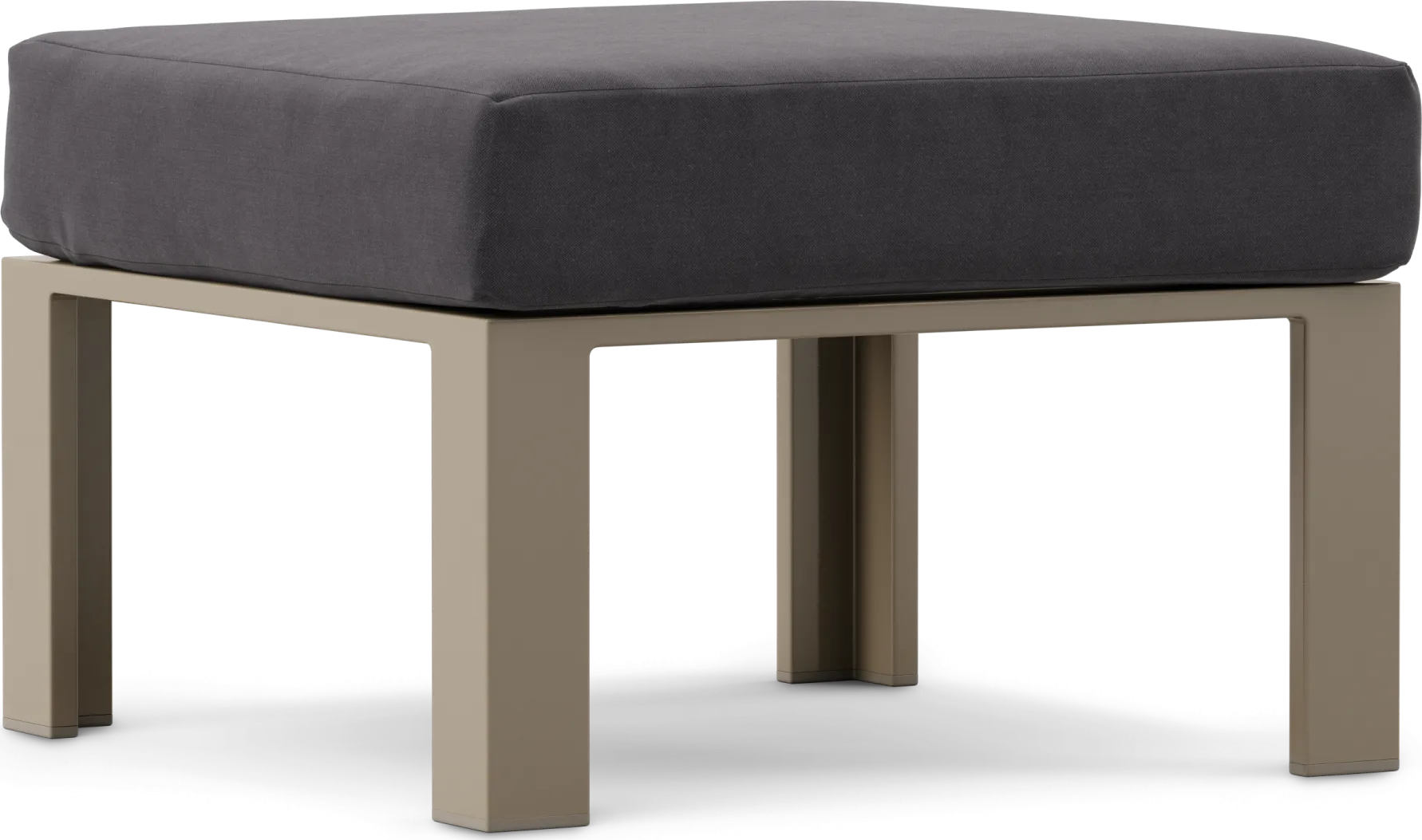Solana Taupe Outdoor Ottoman with Charcoal Cushion - Image 1