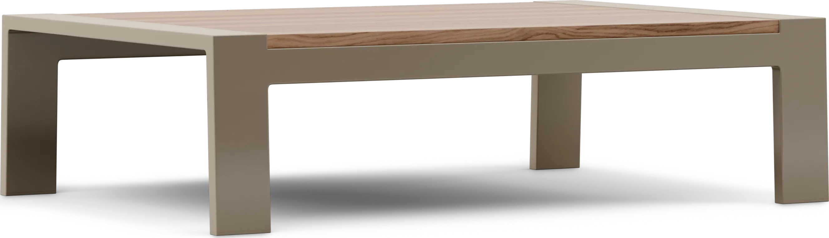 Solana Taupe Outdoor Cocktail Table with Teak Top - Thumbnail - Image 1