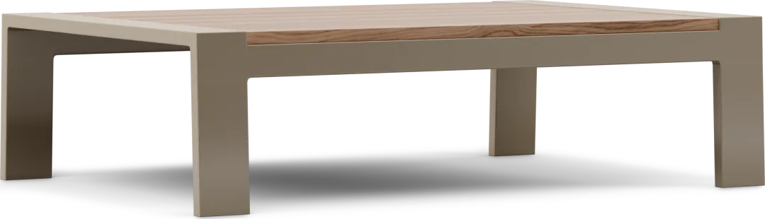 Solana Taupe Outdoor Cocktail Table with Teak Top