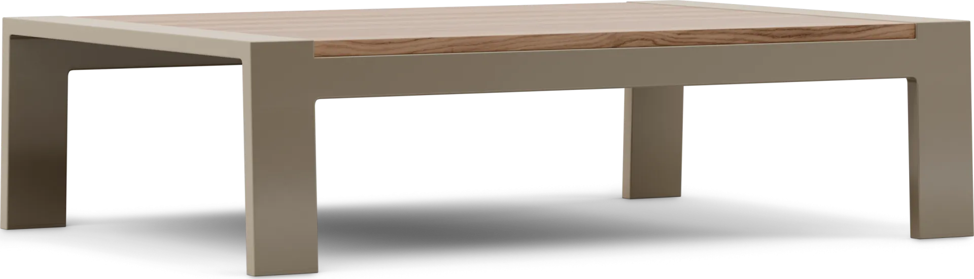 Solana Taupe Outdoor Cocktail Table with Teak Top - Image 1