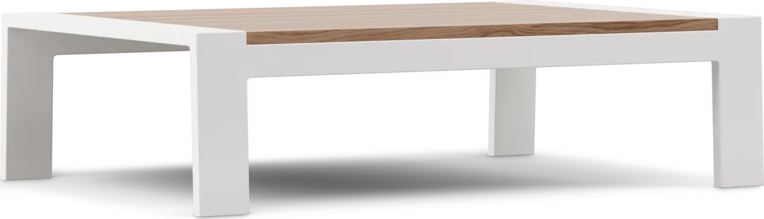 Solana White Outdoor Cocktail Table with Teak Top