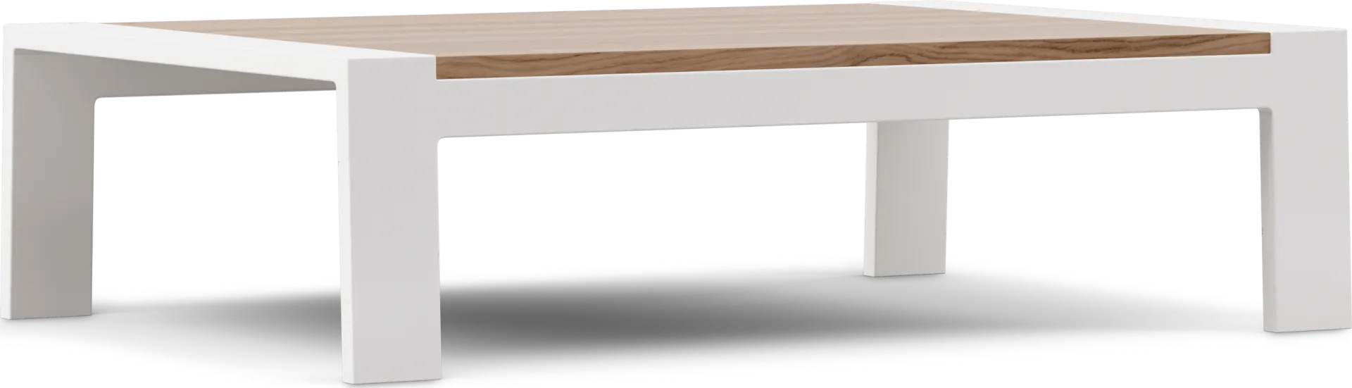 Solana White Outdoor Cocktail Table with Teak Top - Image 1