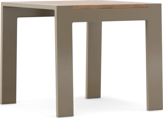 Solana Taupe Outdoor End Table with Teak Top