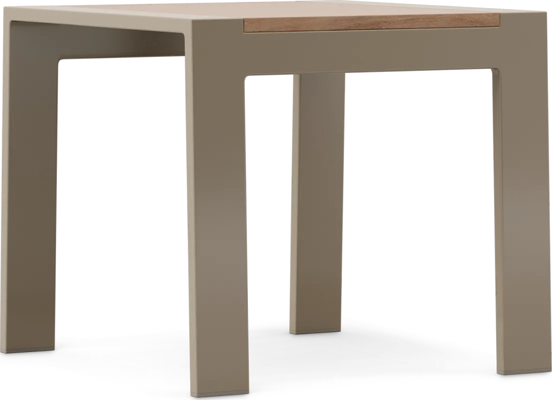 Solana Taupe Outdoor End Table with Teak Top