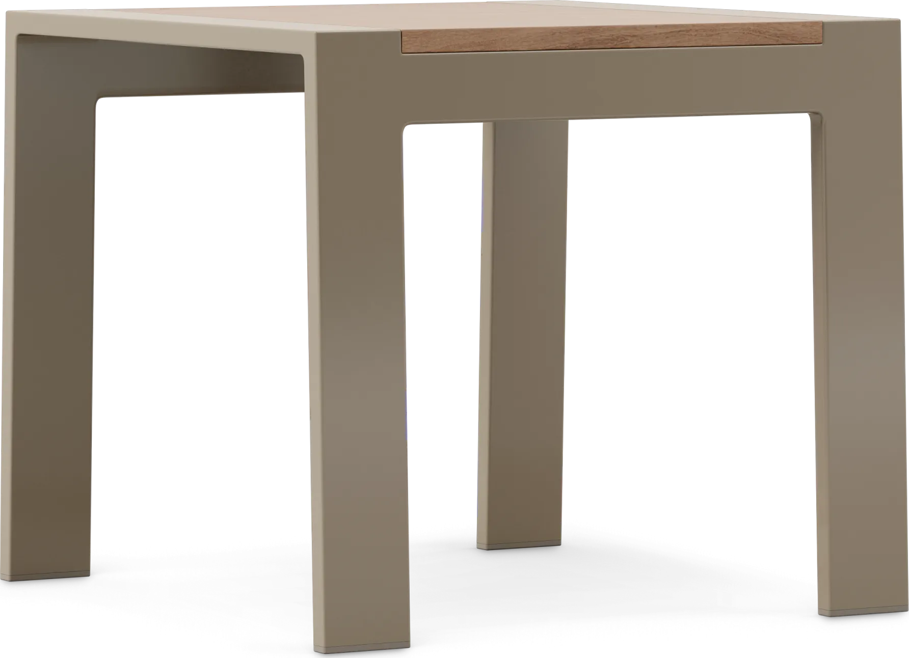 Solana Taupe Outdoor End Table with Teak Top - Image 1