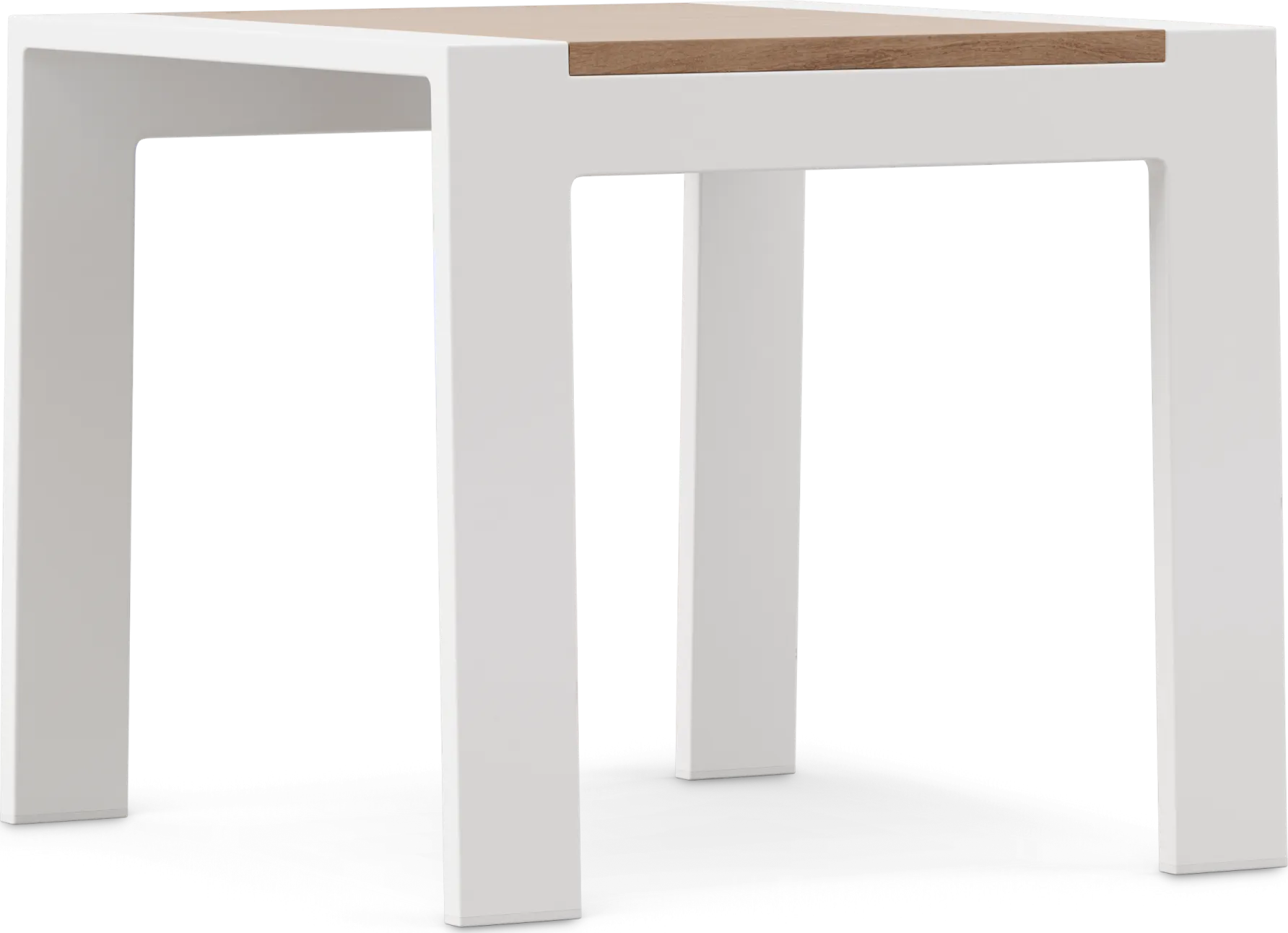 Solana White Outdoor End Table with Teak Top - Image 1