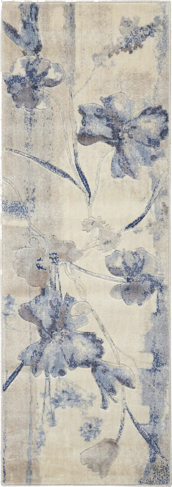 Floral Dreams Blue 2'3 x 8' Rug - Image 1