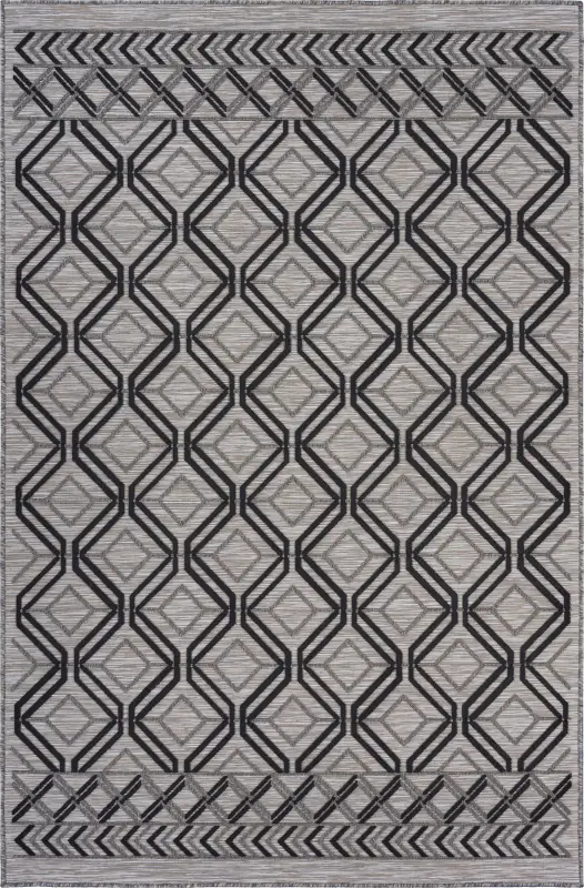 Cowanbo Black 5' x 7' Indoor/Outdoor Rug