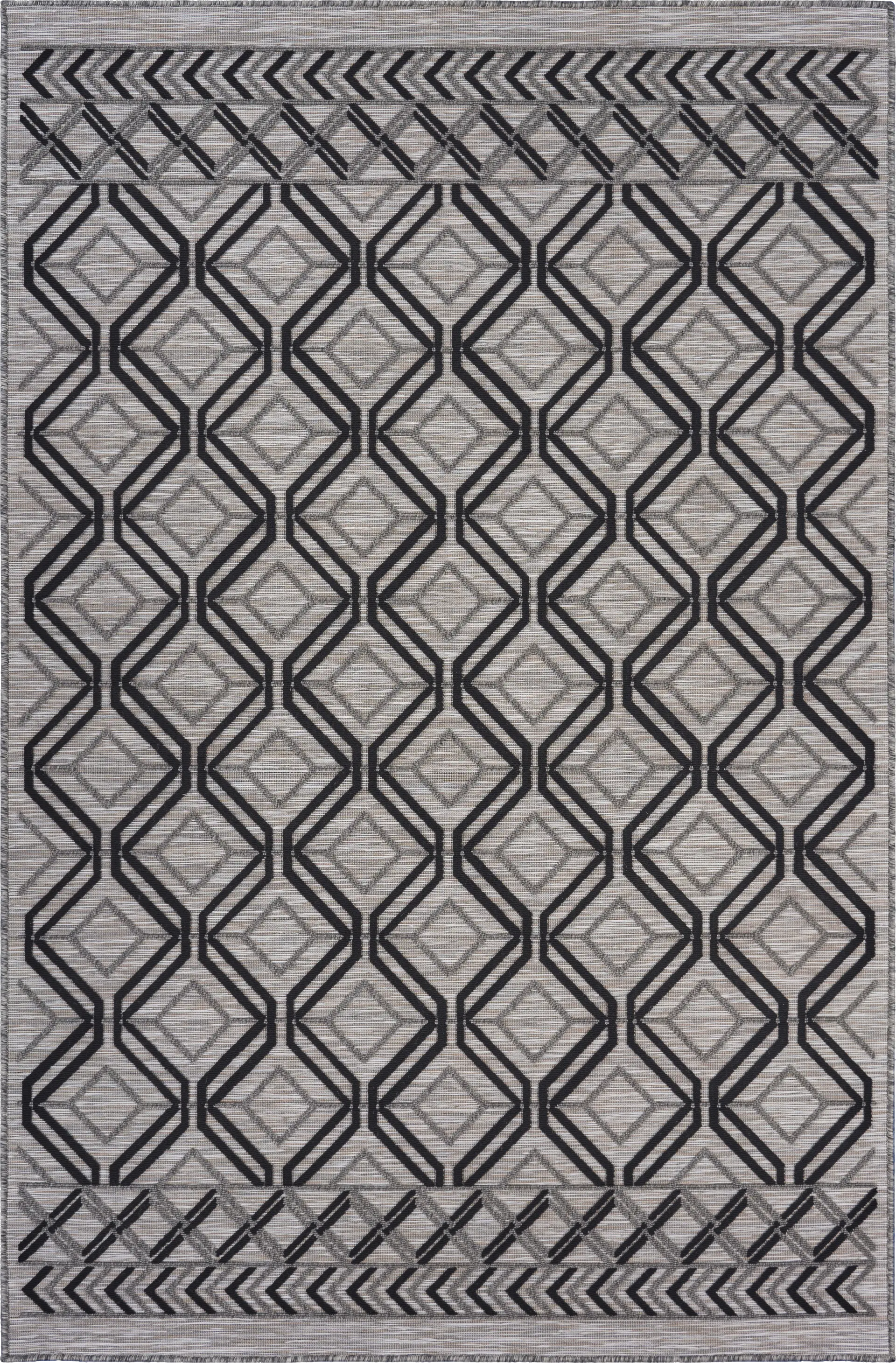 Cowanbo Black 5' x 7' Indoor/Outdoor Rug