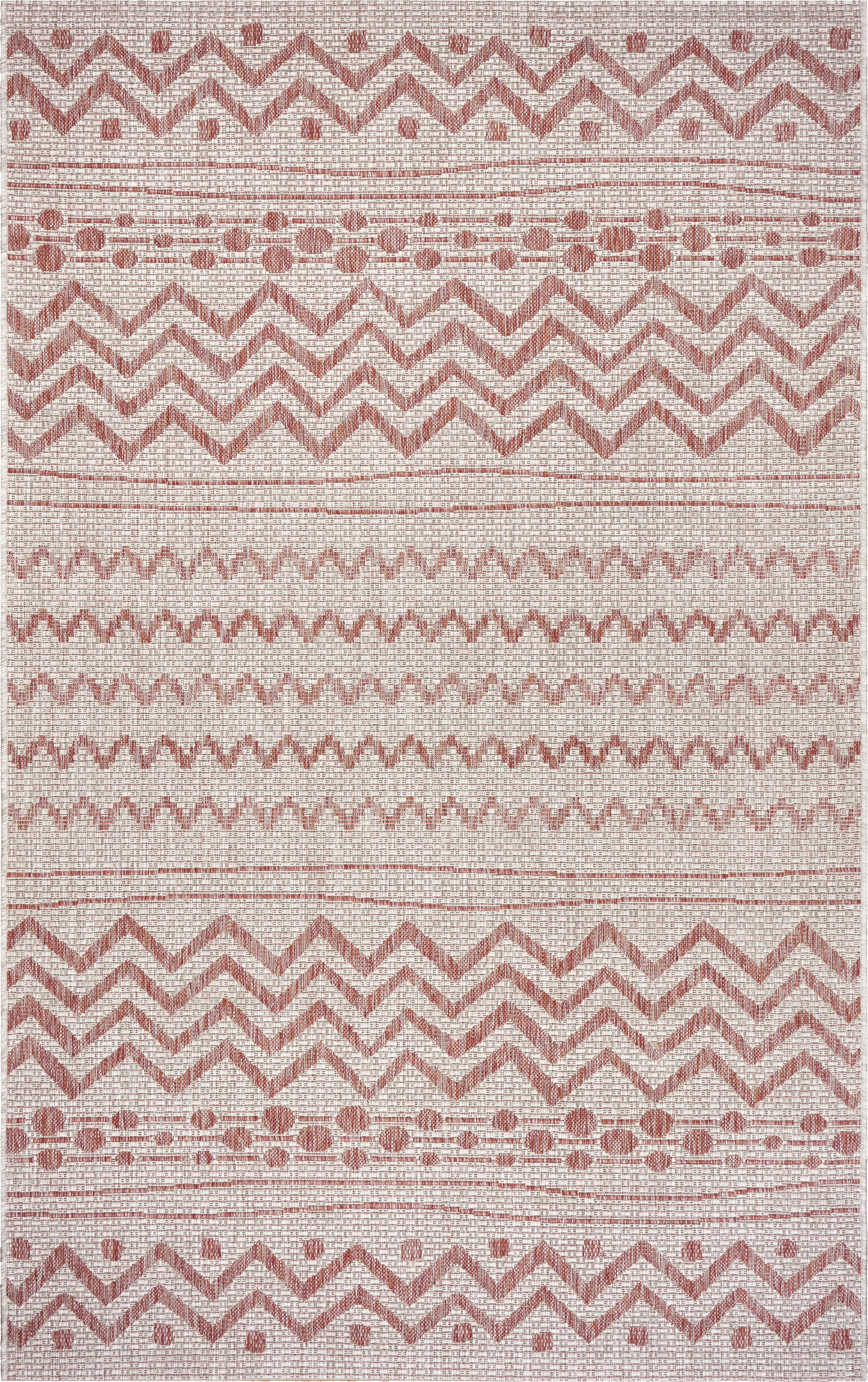 Onomis Beige/Red 7'9 x 9'9 Indoor/Outdoor Rug - Thumbnail - Image 1