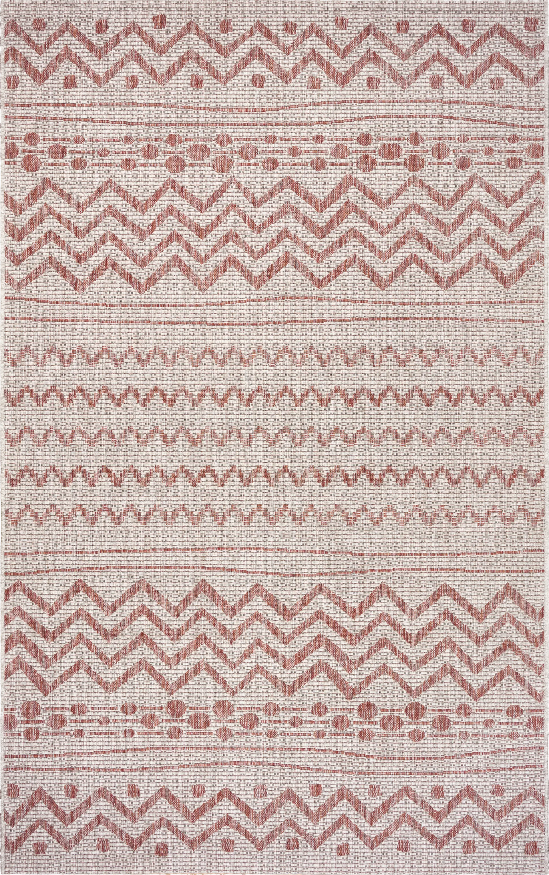 Onomis Beige/Red 7'9 x 9'9 Indoor/Outdoor Rug