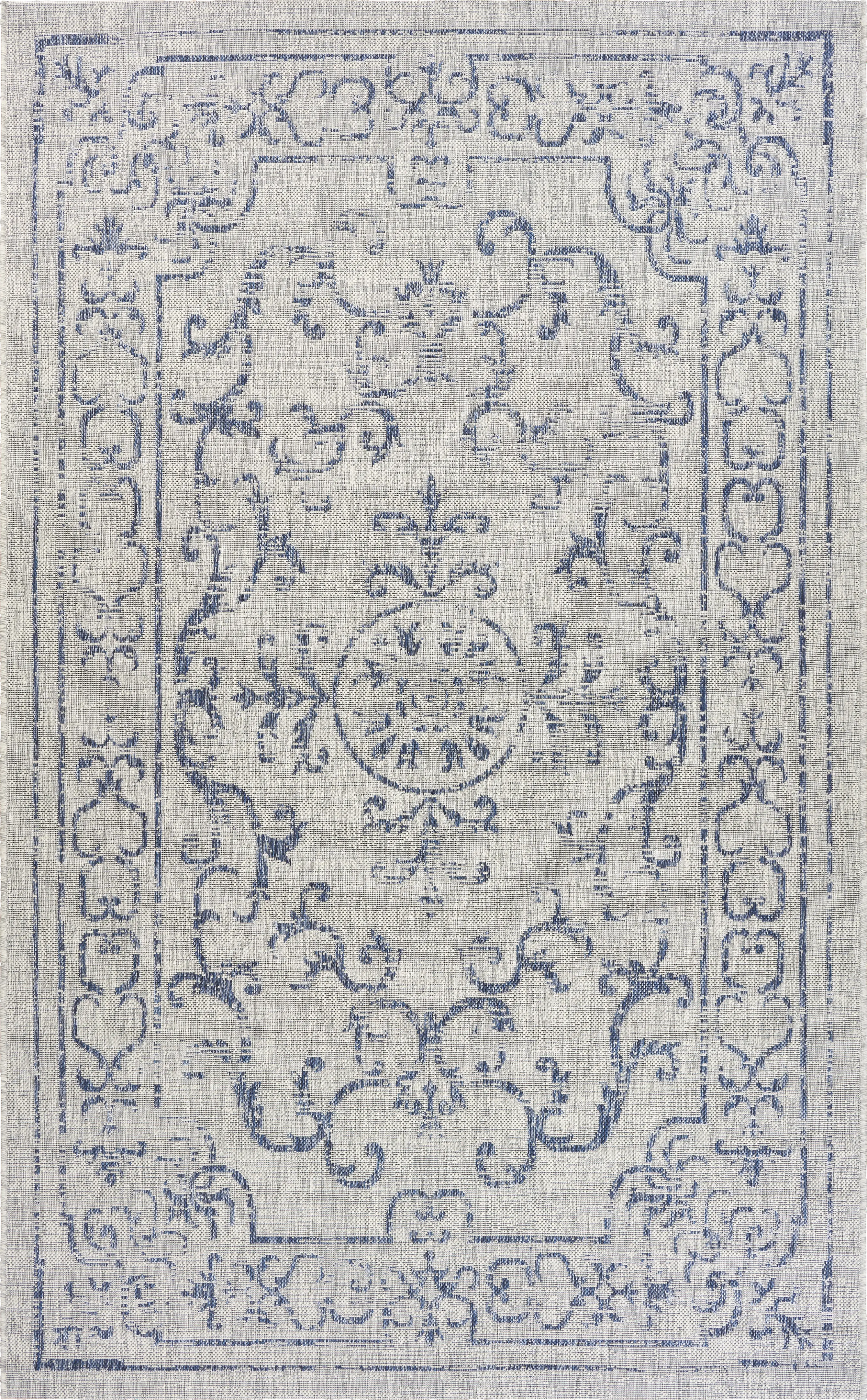 Lamdiac Navy/Gray 5' x 8' Indoor/Outdoor Rug - Thumbnail - Image 1