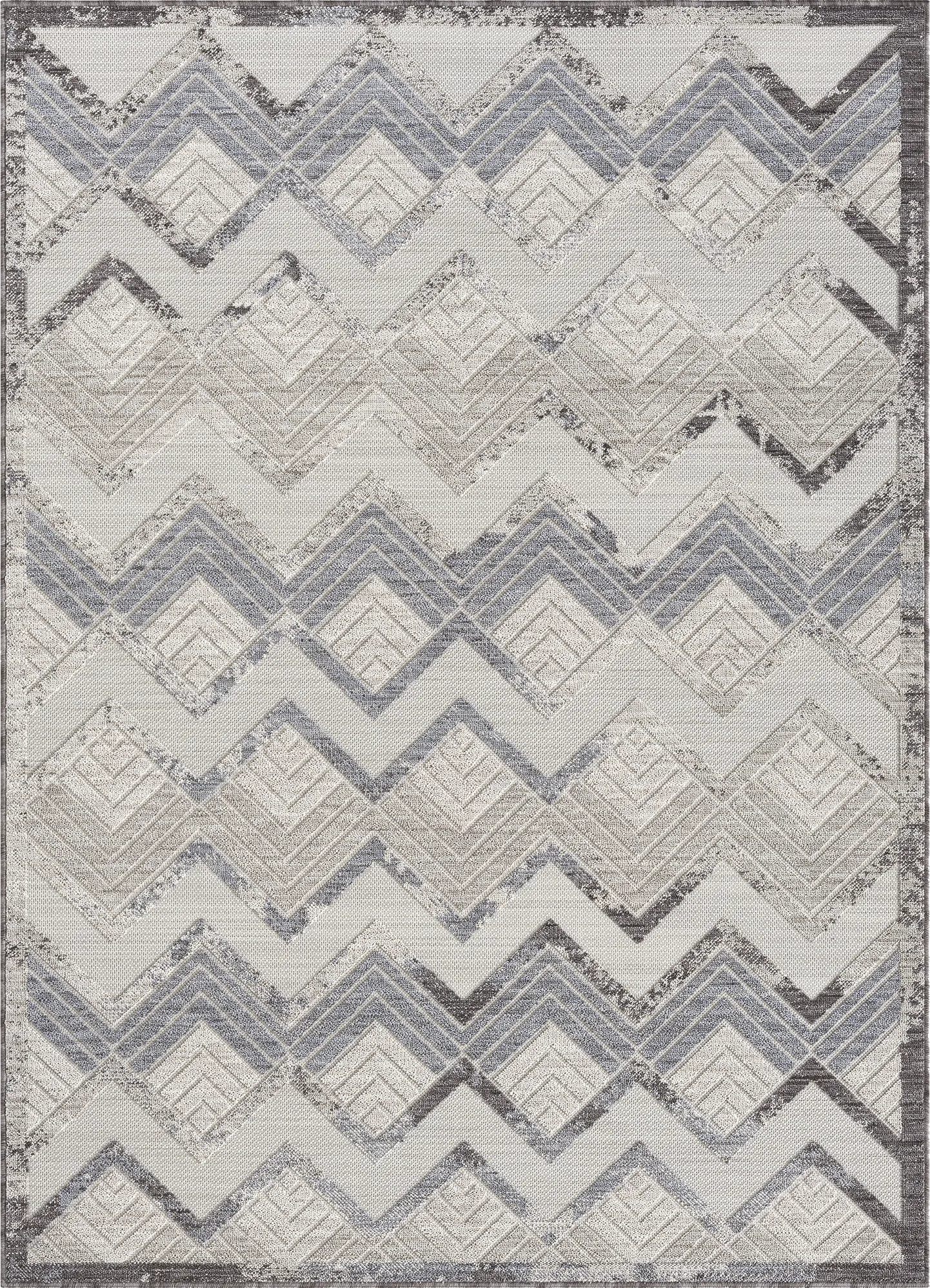 Wessard Blue/Ivory 5' x 7' Indoor/Outdoor Rug - Image 1