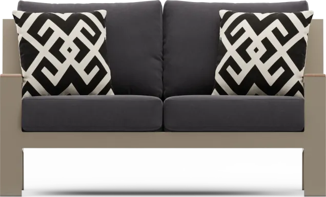 Solana Taupe Outdoor Loveseat with Charcoal Cushions