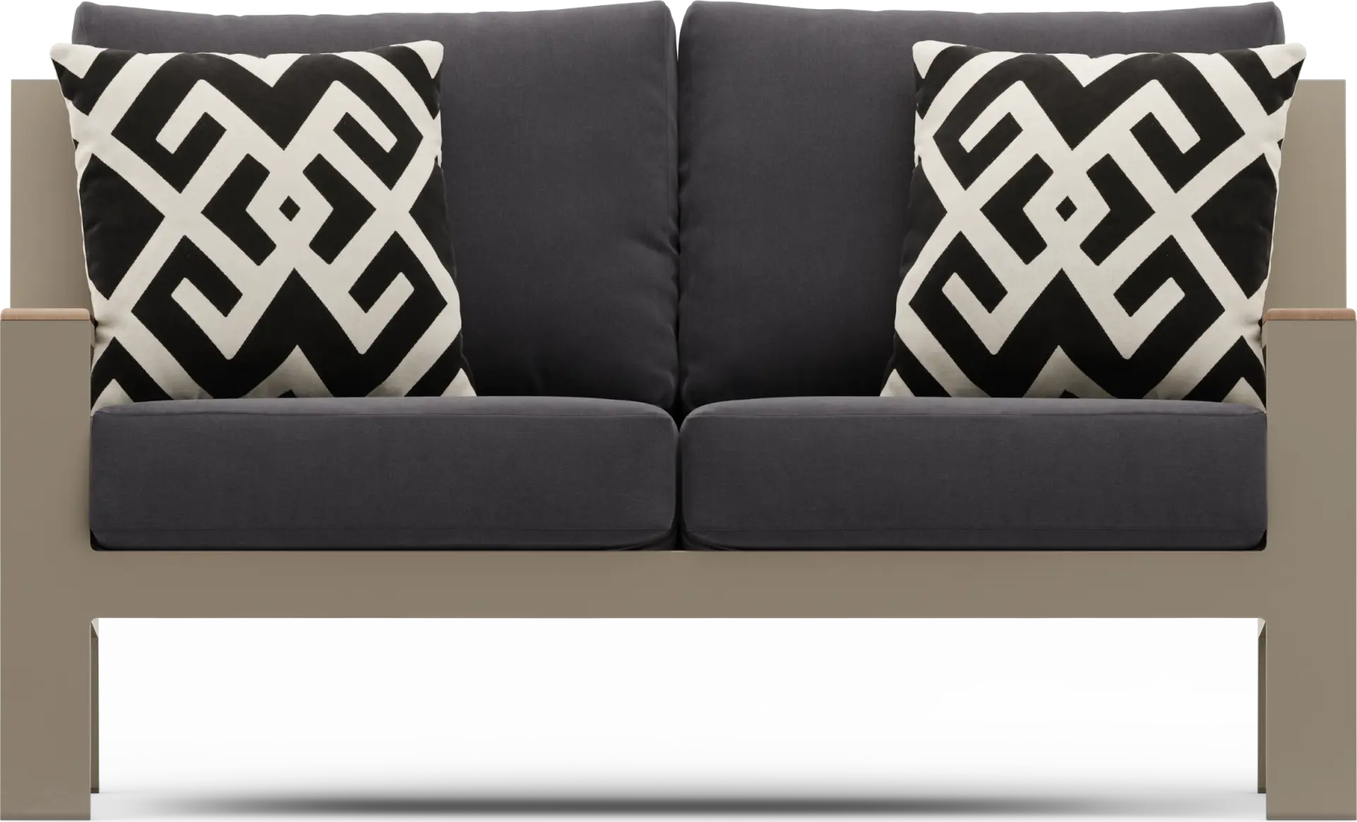 Solana Taupe Outdoor Loveseat with Charcoal Cushions